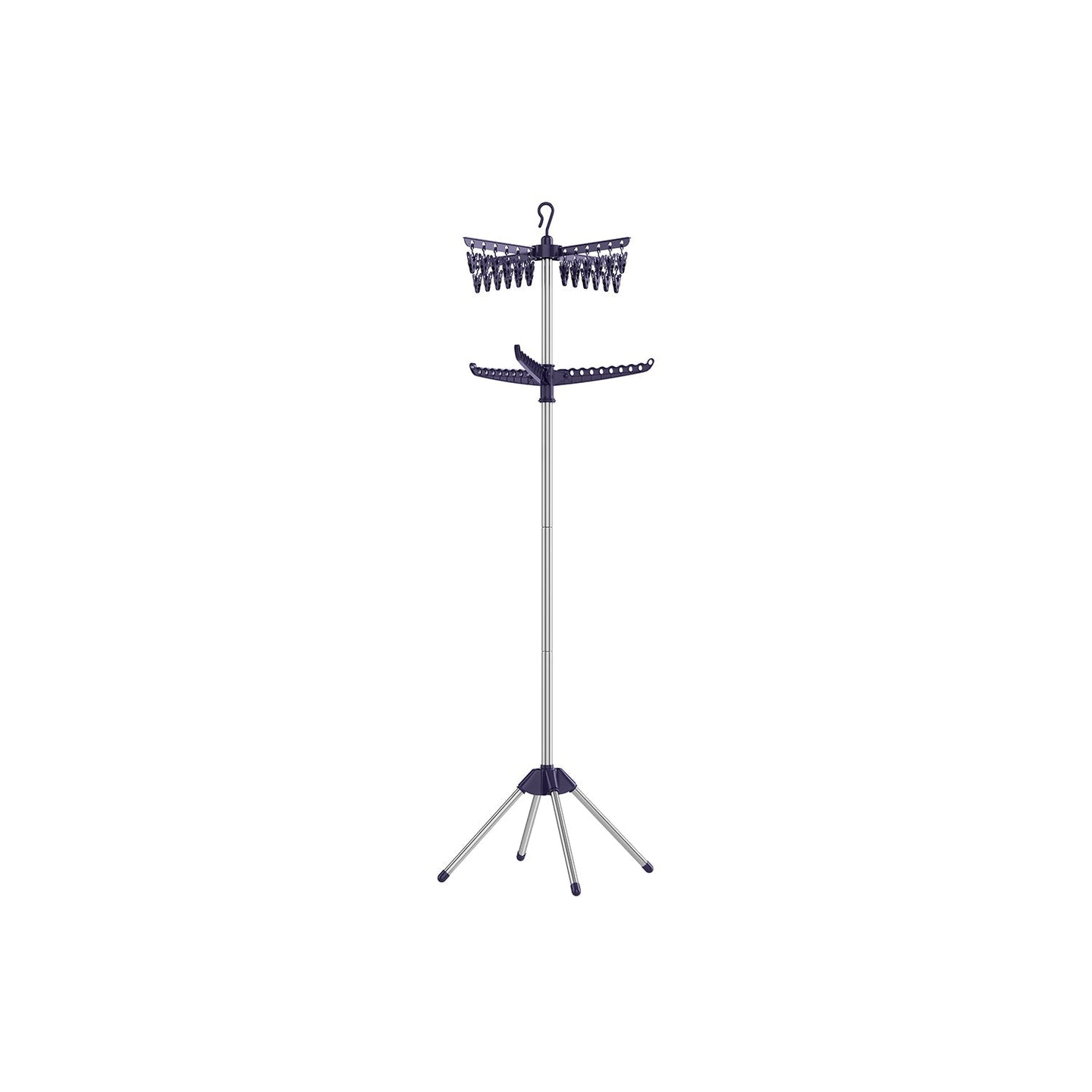 Folding Clothes Drying Rack - Stainless Steel - Blue and Silver - 3 Rotatable Arms