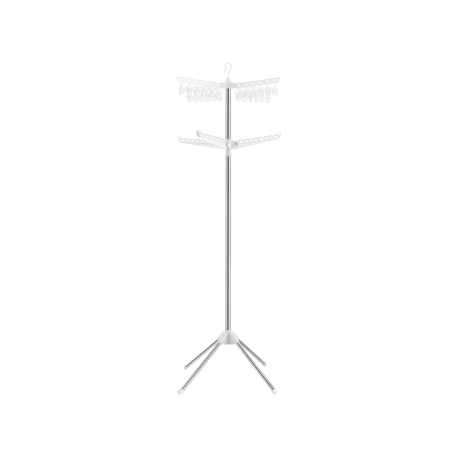 Clothes Drying Rack - Stainless Steel - White and Silver - 3 Rotatable Arms