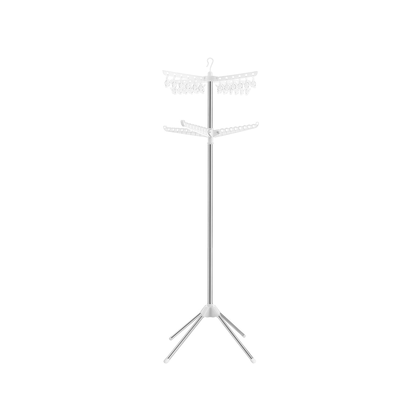 Clothes Drying Rack - Stainless Steel - White and Silver - 3 Rotatable Arms