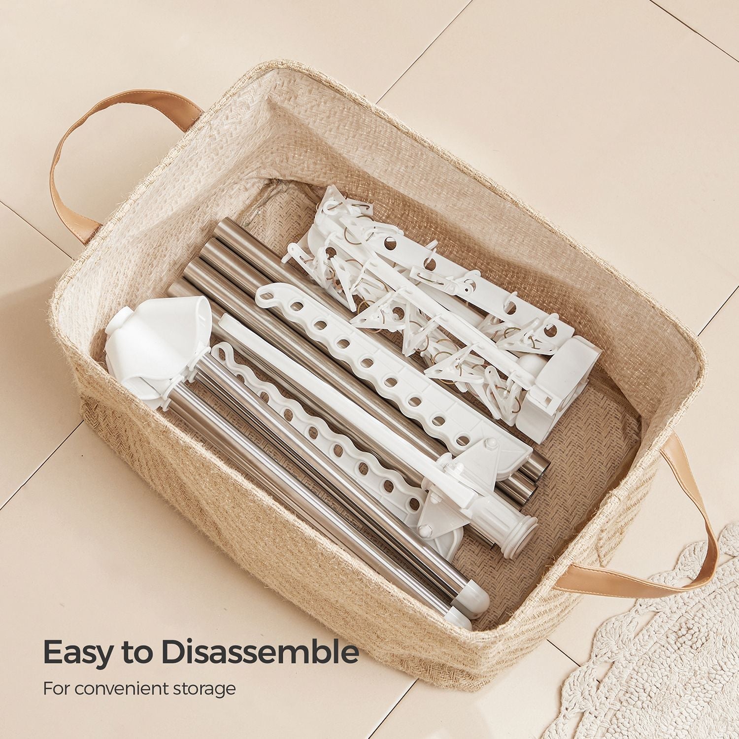 Clothes Drying Rack - Stainless Steel - White and Silver - 3 Rotatable Arms