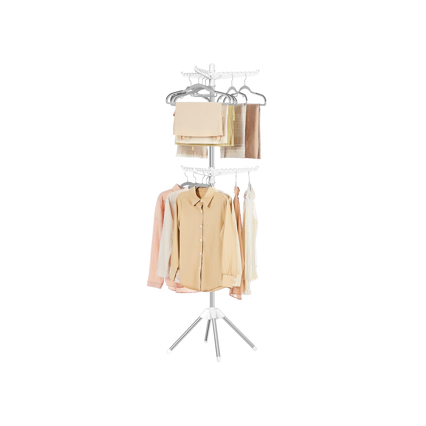 Clothes Airer - Stainless Steel - White and Silver - 6 Rotatable Arms
