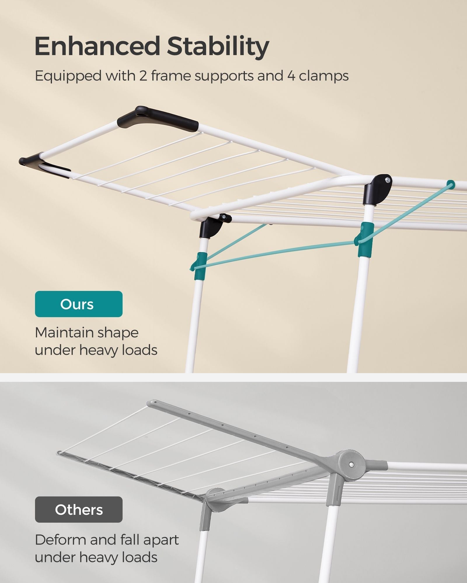 Winged Clothes Drying Rack - Metal - Silver