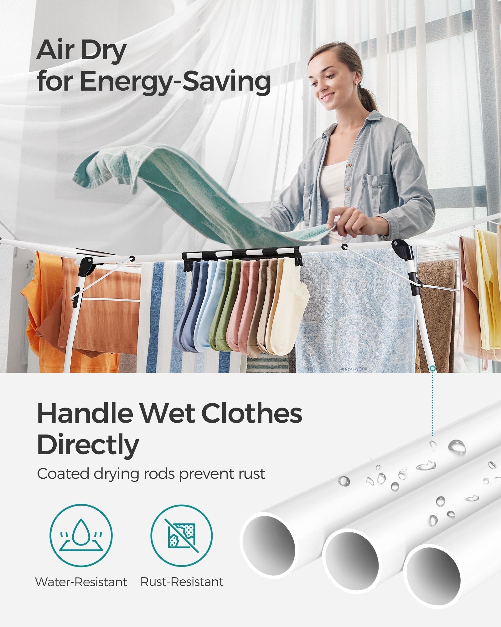 Winged Clothes Drying Rack - Metal - Silver