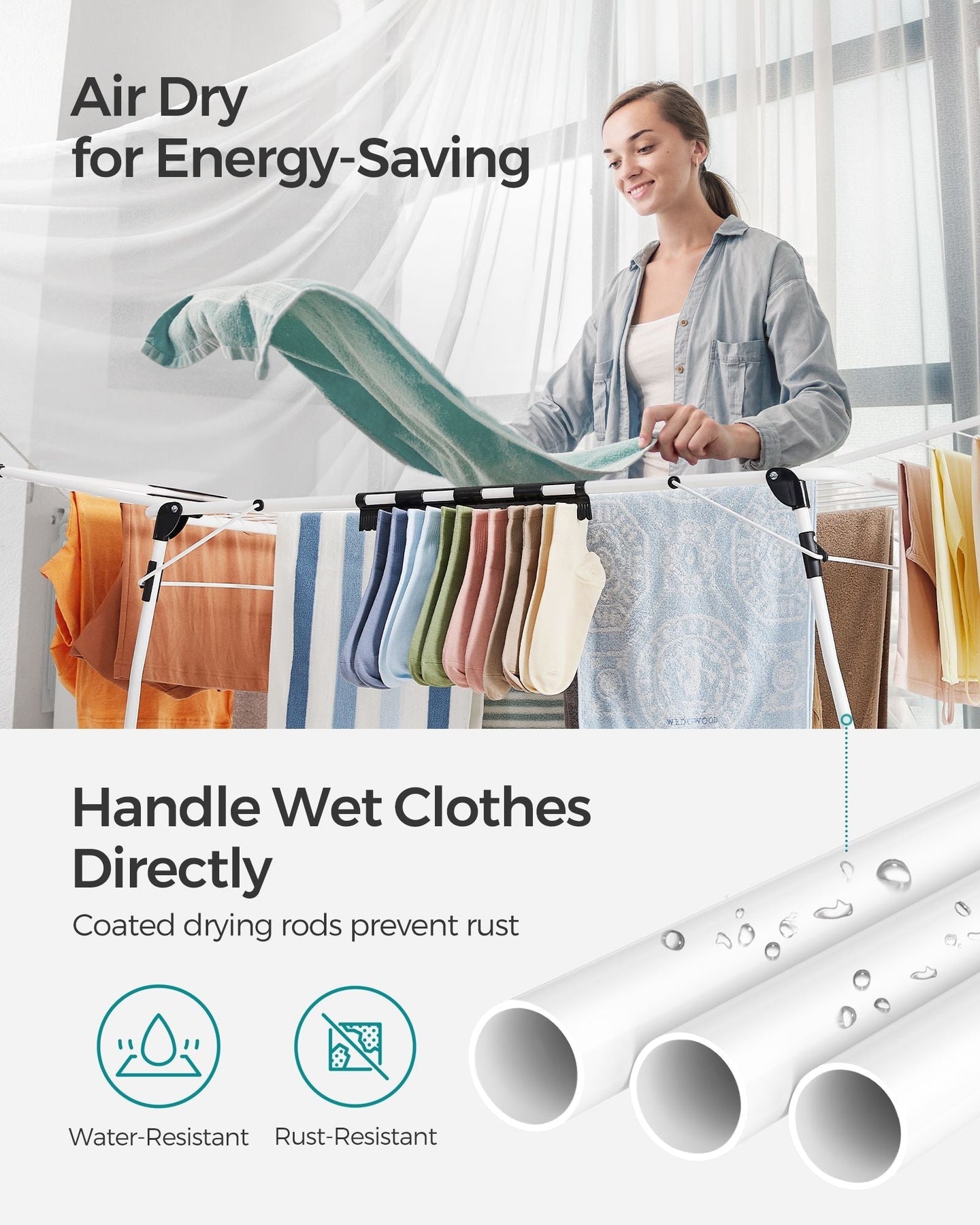 Winged Clothes Drying Rack - Metal - Silver