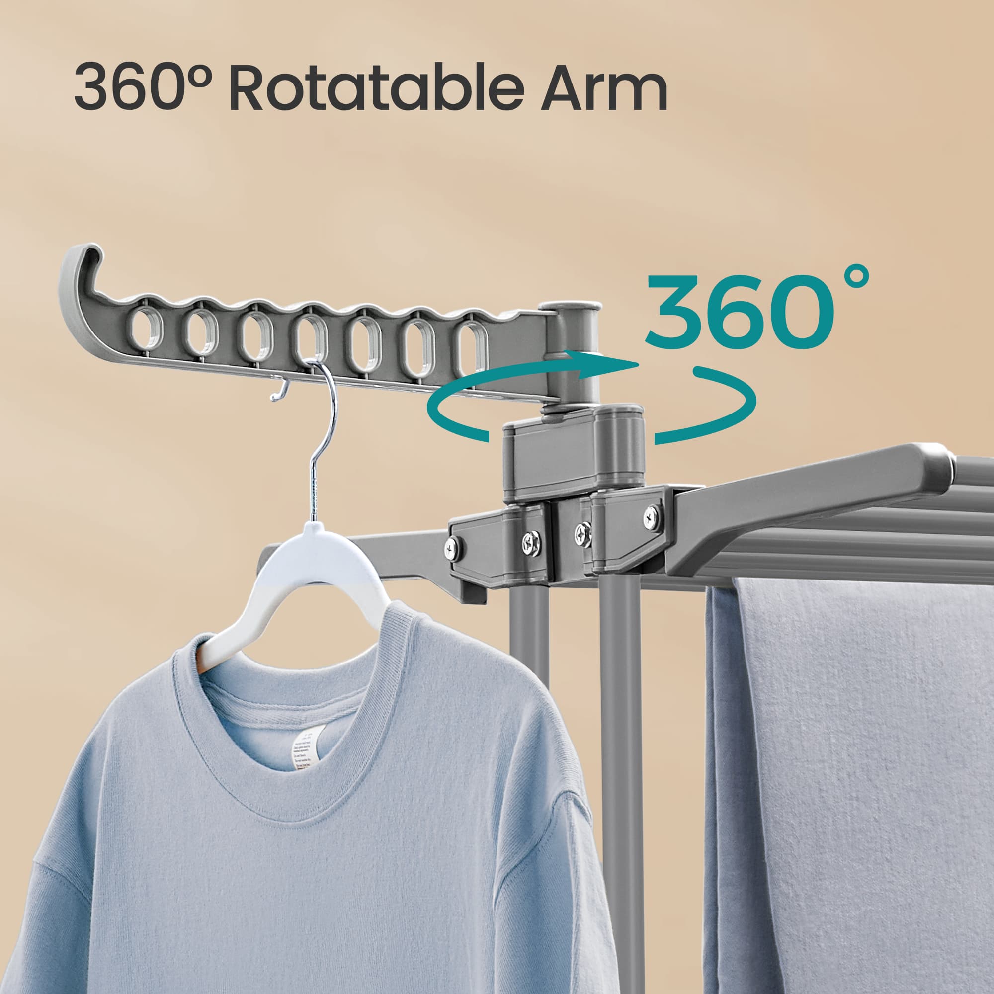 Folding Laundry Drying Rack - Stainless Steel - Grey - 4-Tier with Foldable Wings for Indoor and Outdoor Use
