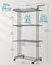 4-Tier Clothes Airer - Stainless Steel - Grey - Foldable and Moveable with Folding Wings