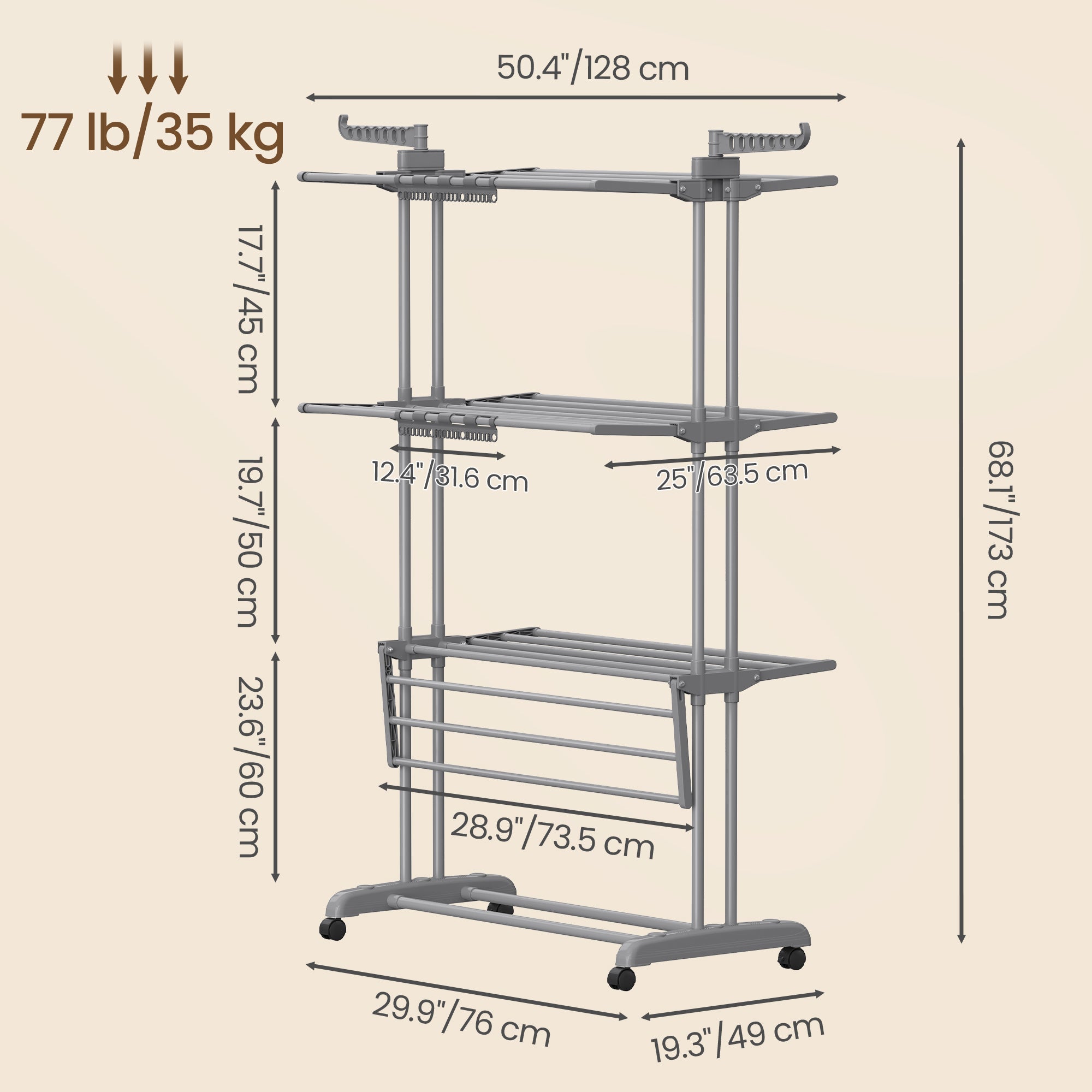 Clothes Airer - Foldable with Wheels
