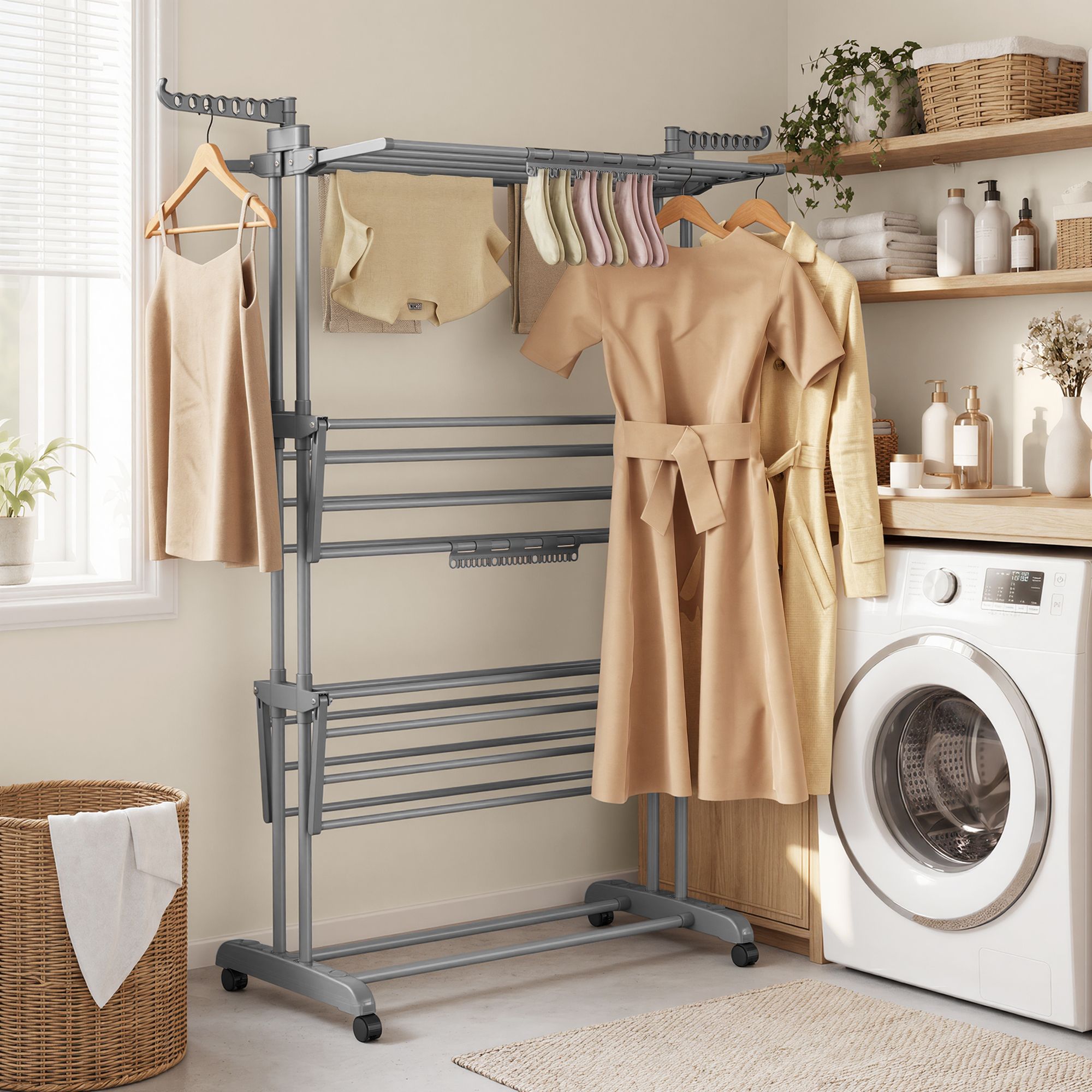 Clothes Airer - Foldable with Wheels