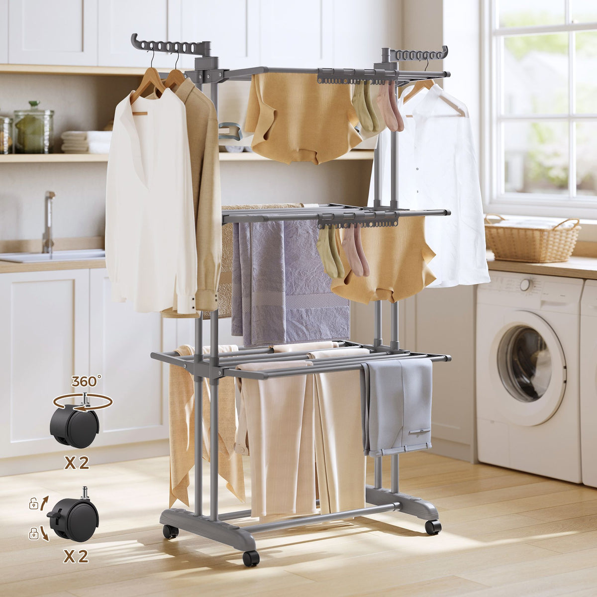 Clothes Airer - Foldable with Wheels