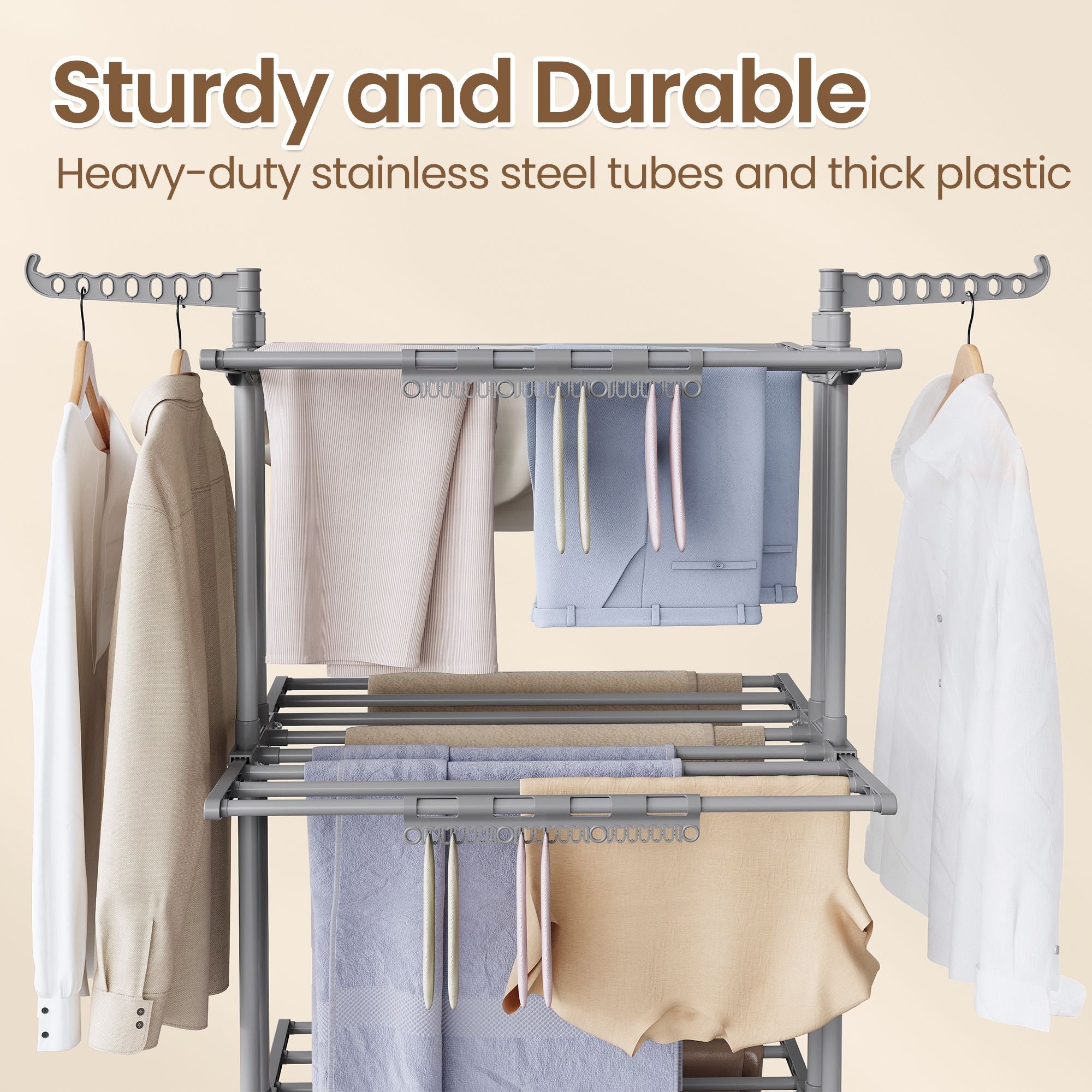 Clothes Airer - Foldable with Wheels