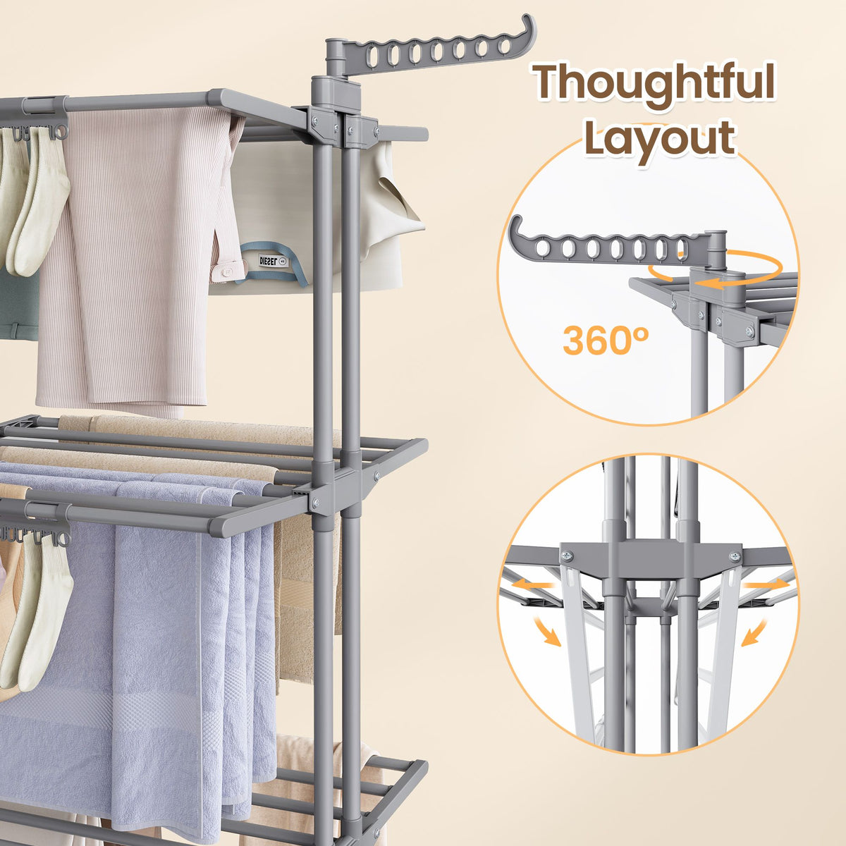 Clothes Airer - Foldable with Wheels