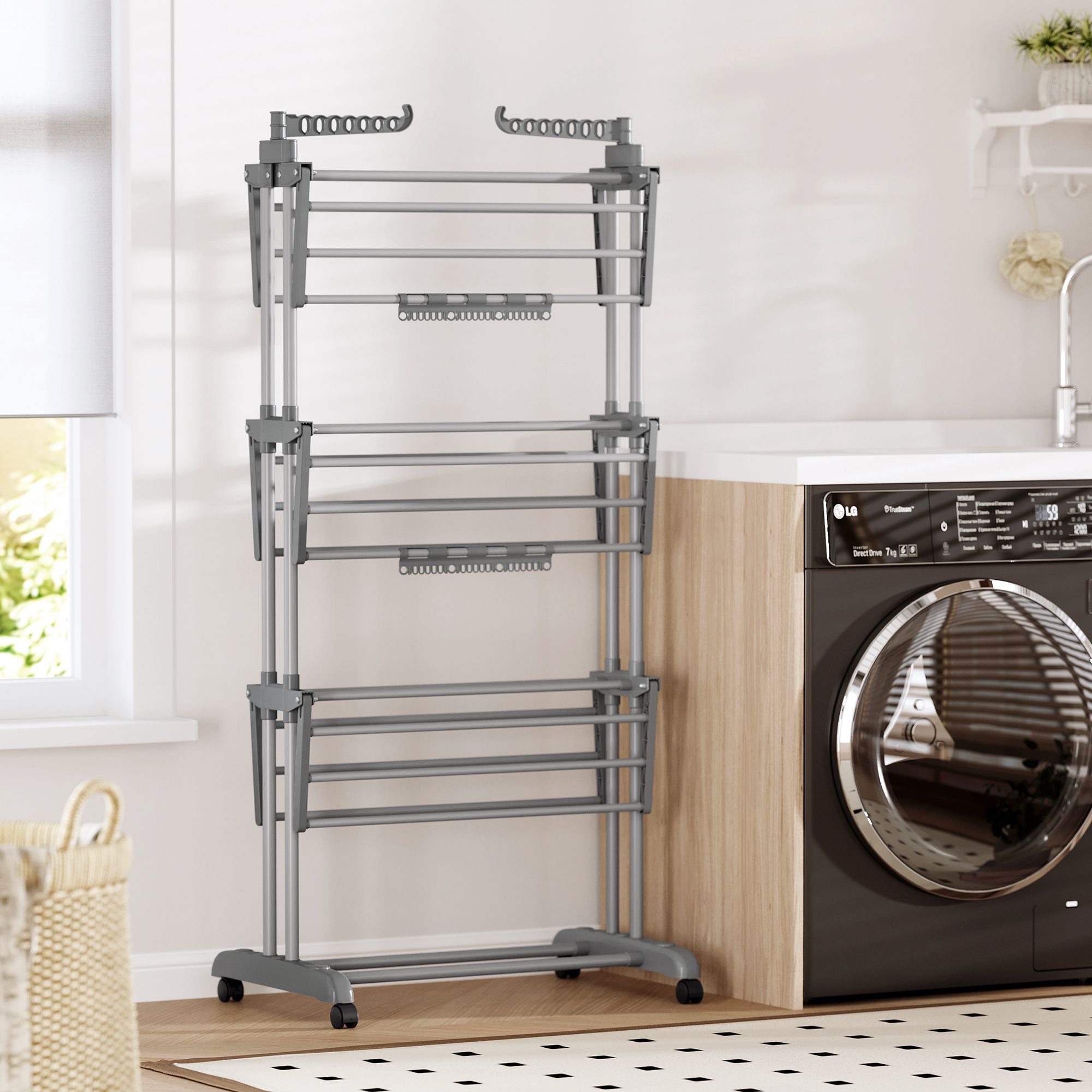 Clothes Airer - Foldable with Wheels