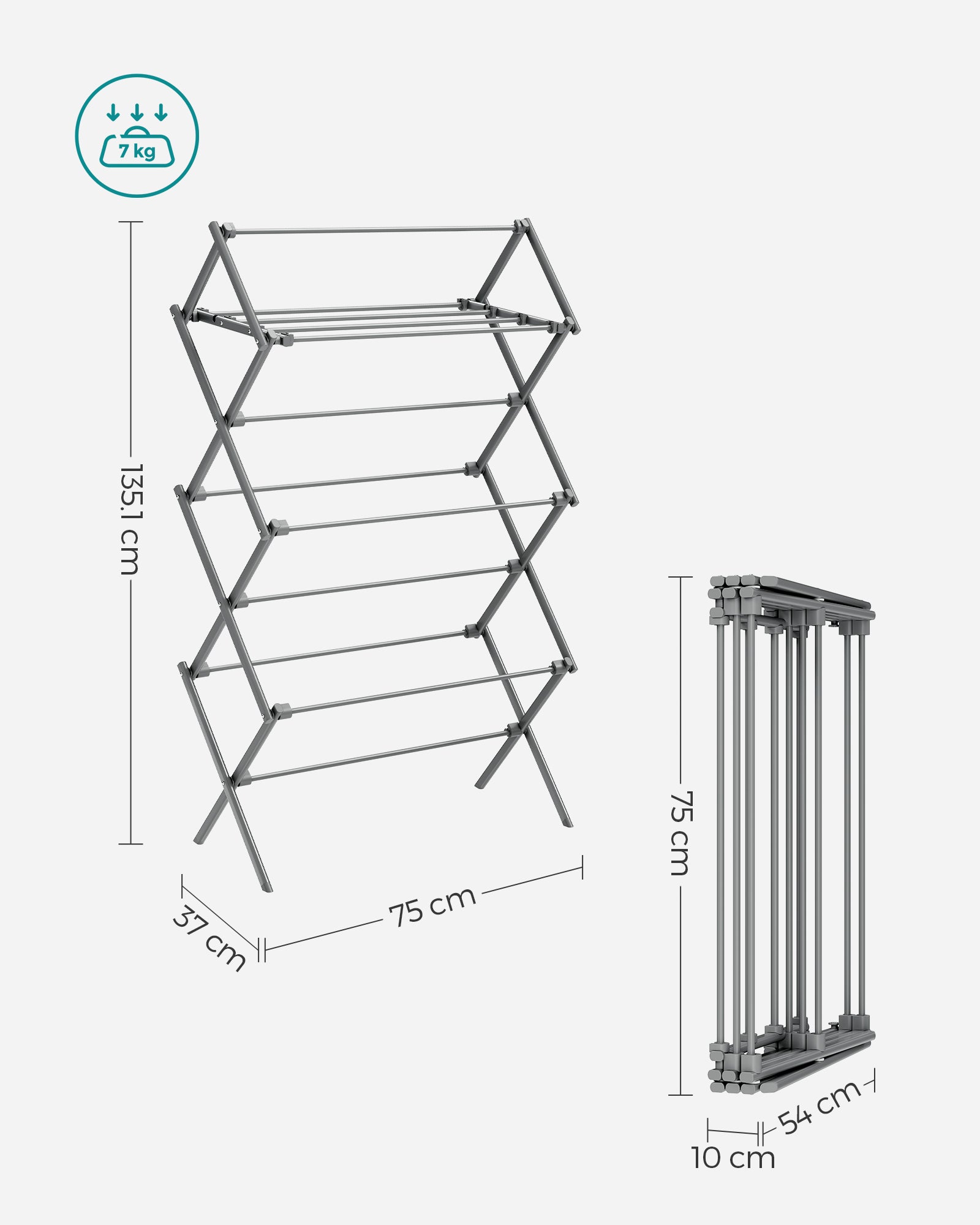 Foldable Clothes Airer - Steel - Dove Grey