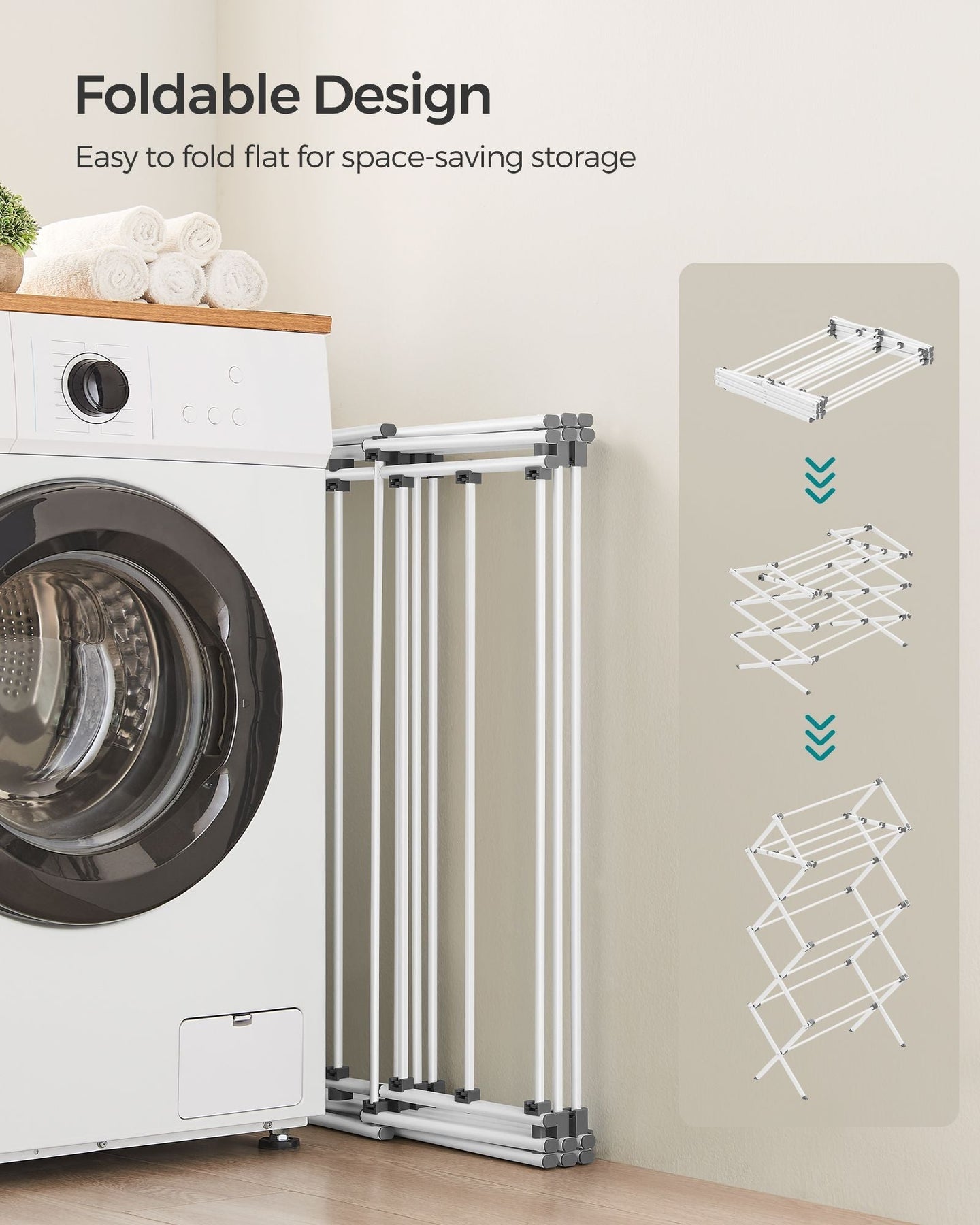 Foldable Clothes Airer - Steel - White