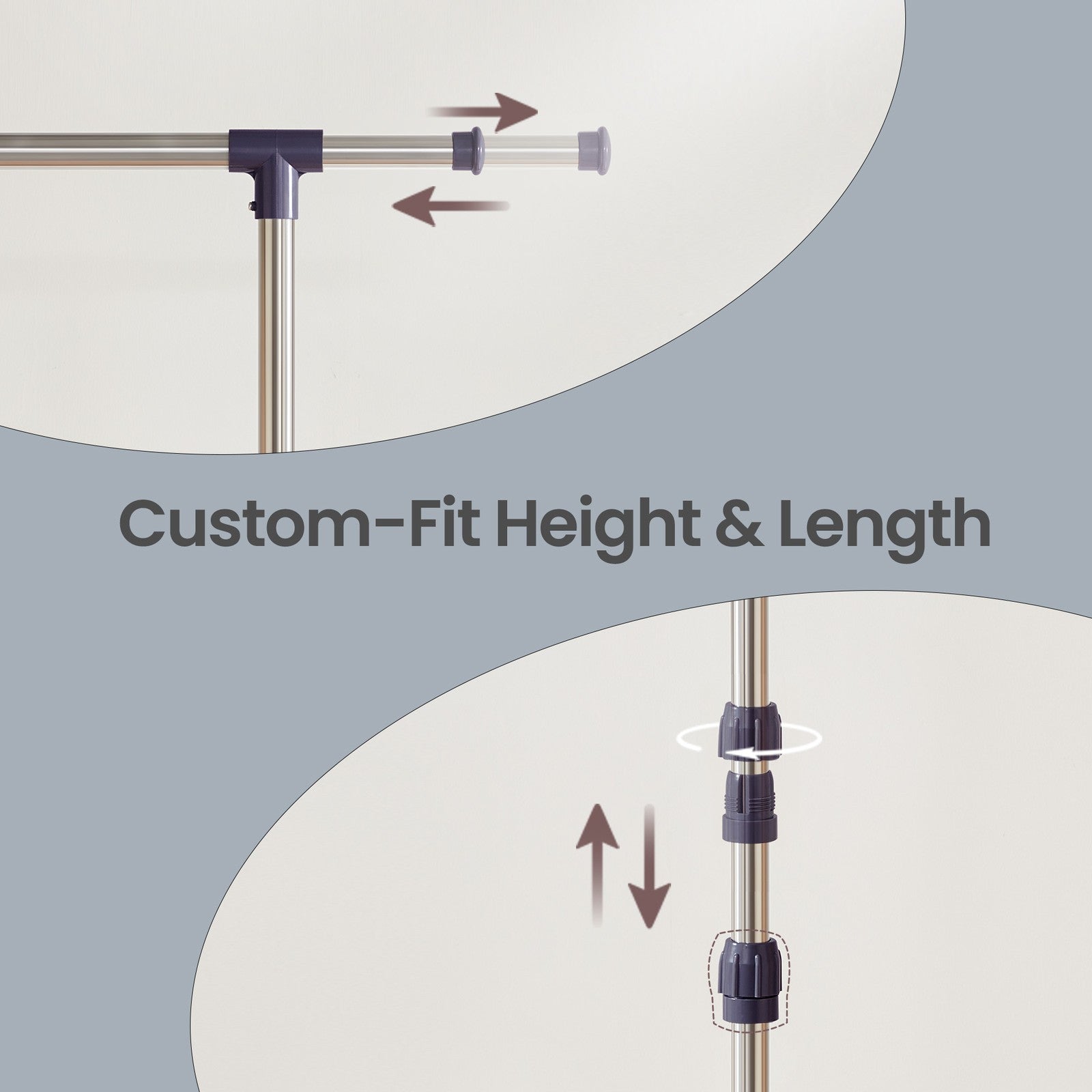 Mobile Clothes Rack - Steel and Plastic - Silver - with Casters