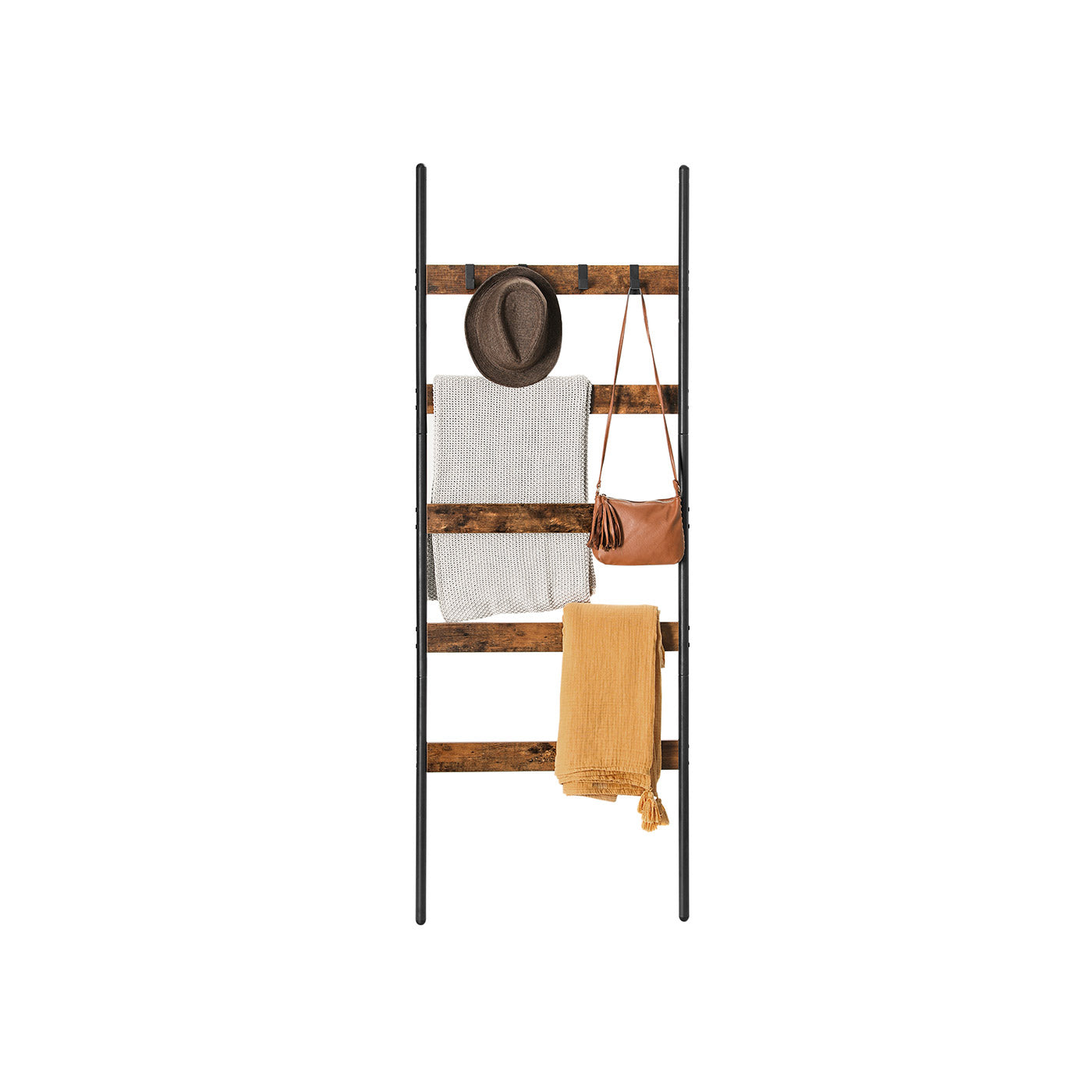 5-Tier Ladder Shelf - Steel - Rustic Brown and Black
