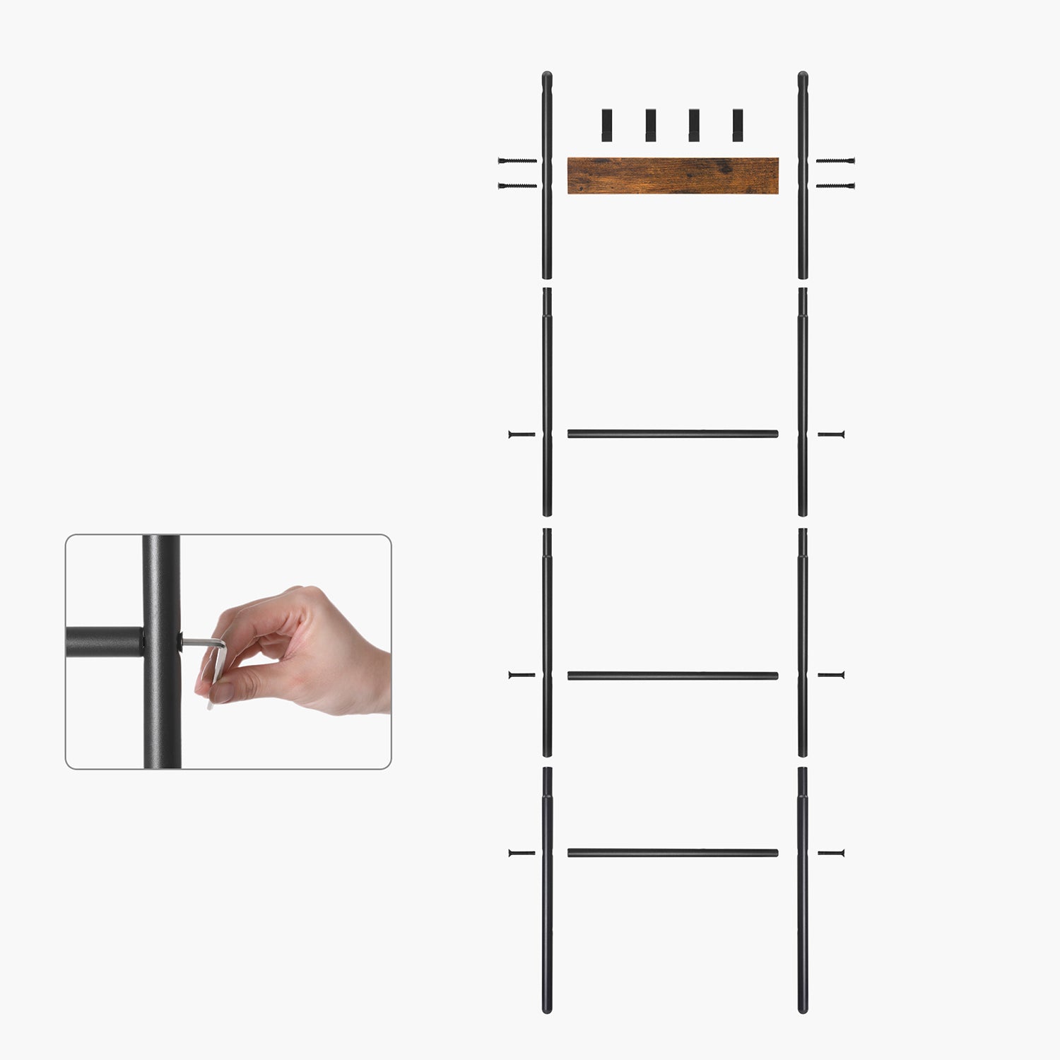 Blanket Ladder - Metal - Rustic Brown and Black