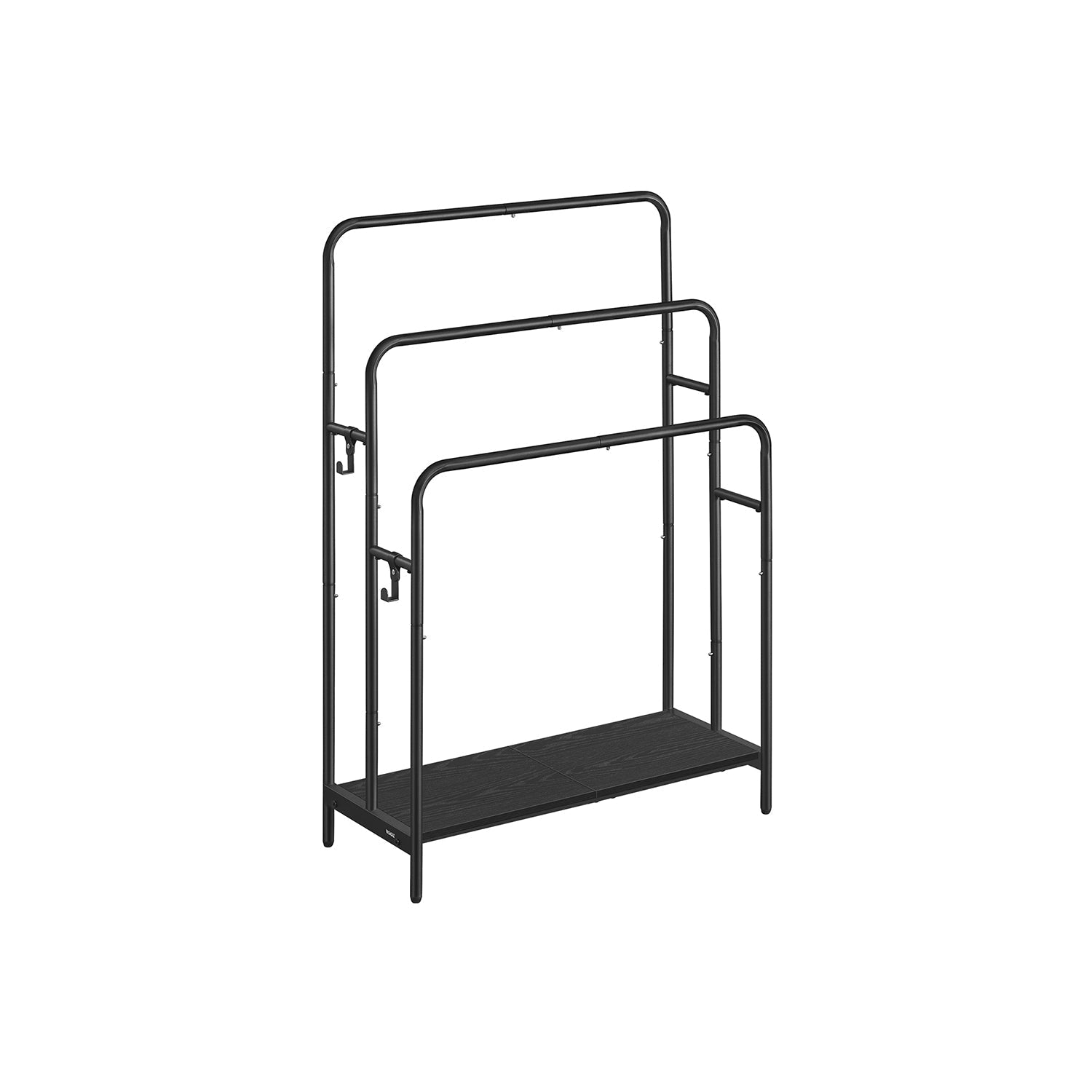 Freestanding Towel Rack - 3-Bar with 2 Hooks - Metal - Ink Black