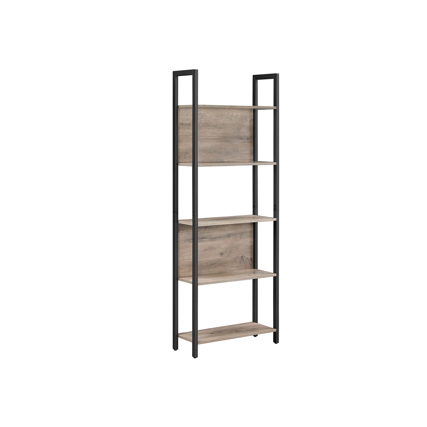 Bookshelf - Steel - Rustic Brown and Black - 5 Shelves