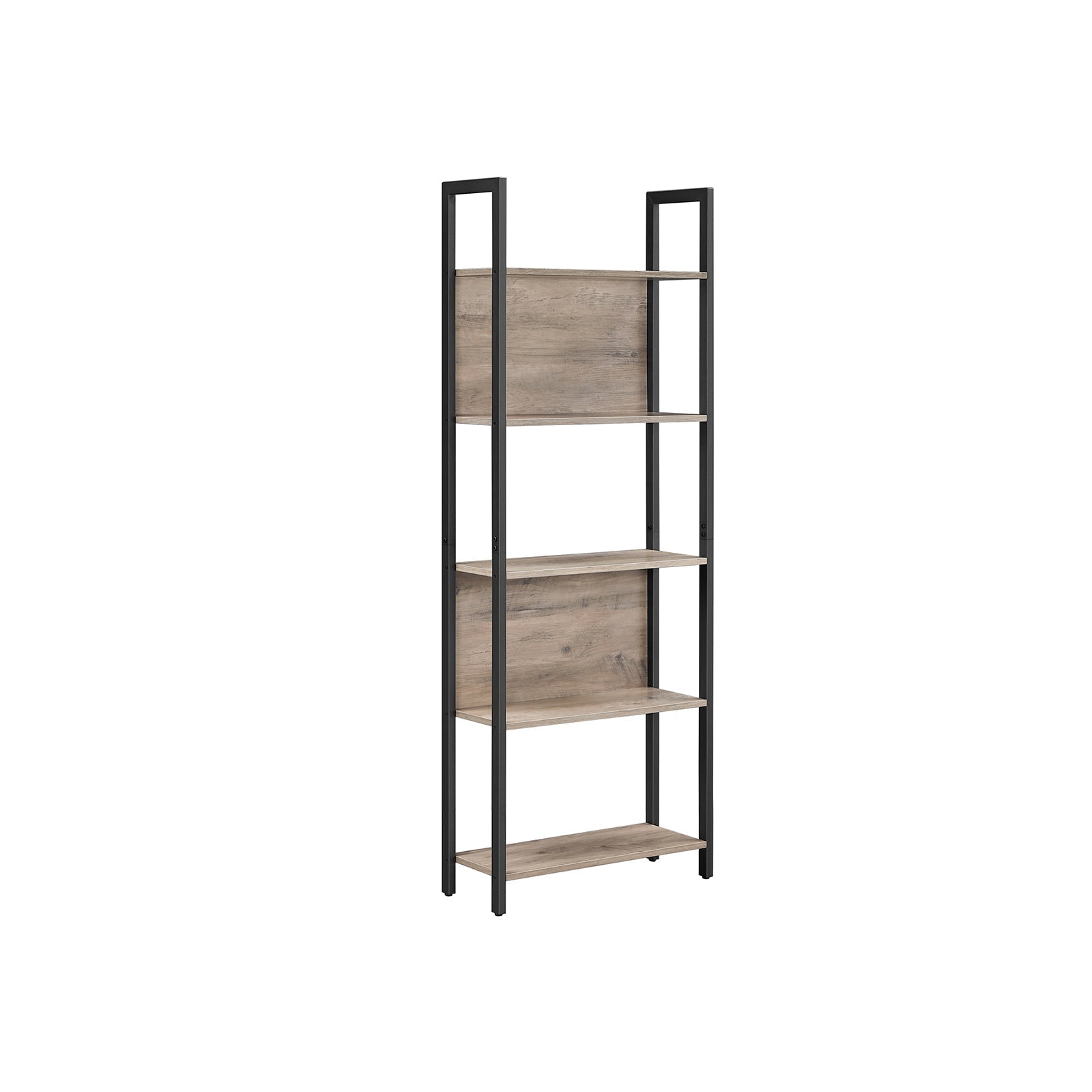 Bookshelf - Steel - Rustic Brown and Black - 5 Shelves
