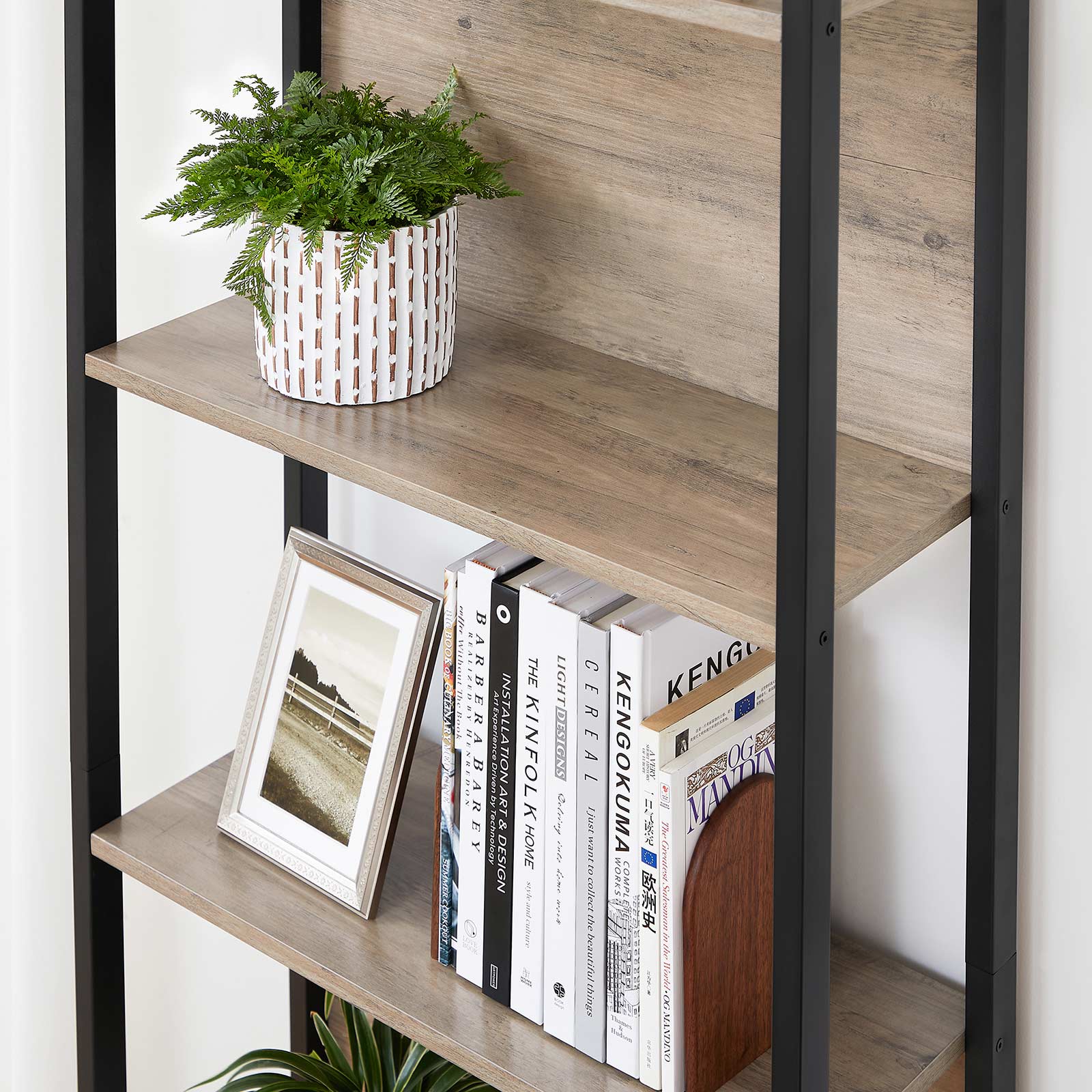 Bookshelf - Steel - Rustic Brown and Black - 5 Shelves