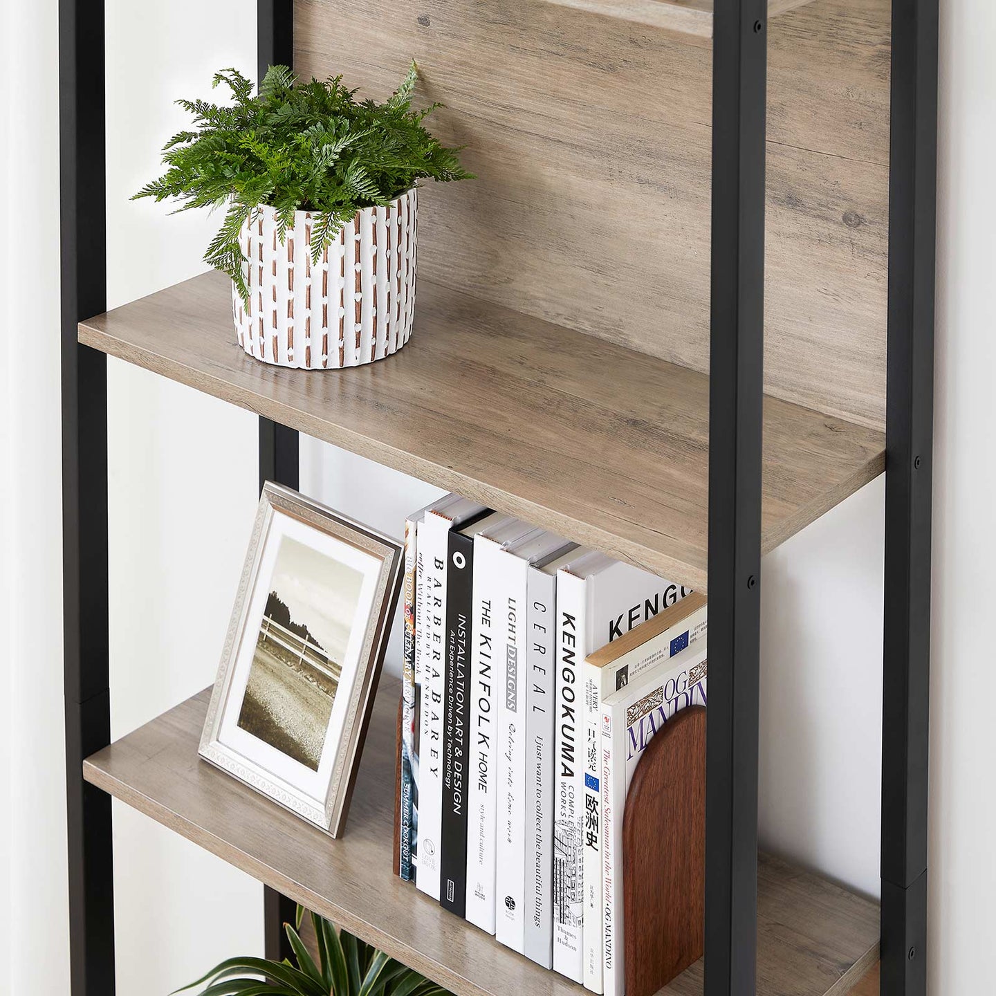 Bookshelf - Steel - Rustic Brown and Black - 5 Shelves