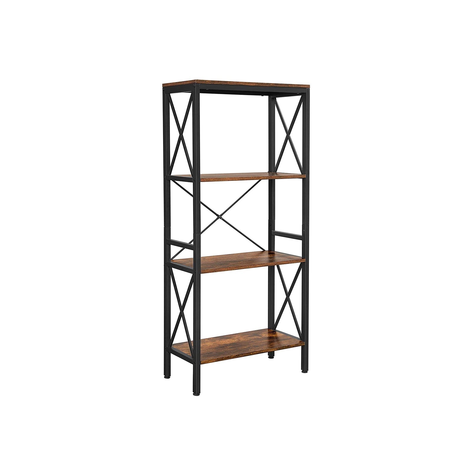 Ladder Rack - 4 Open Shelves - Steel - Rustic Brown and Black