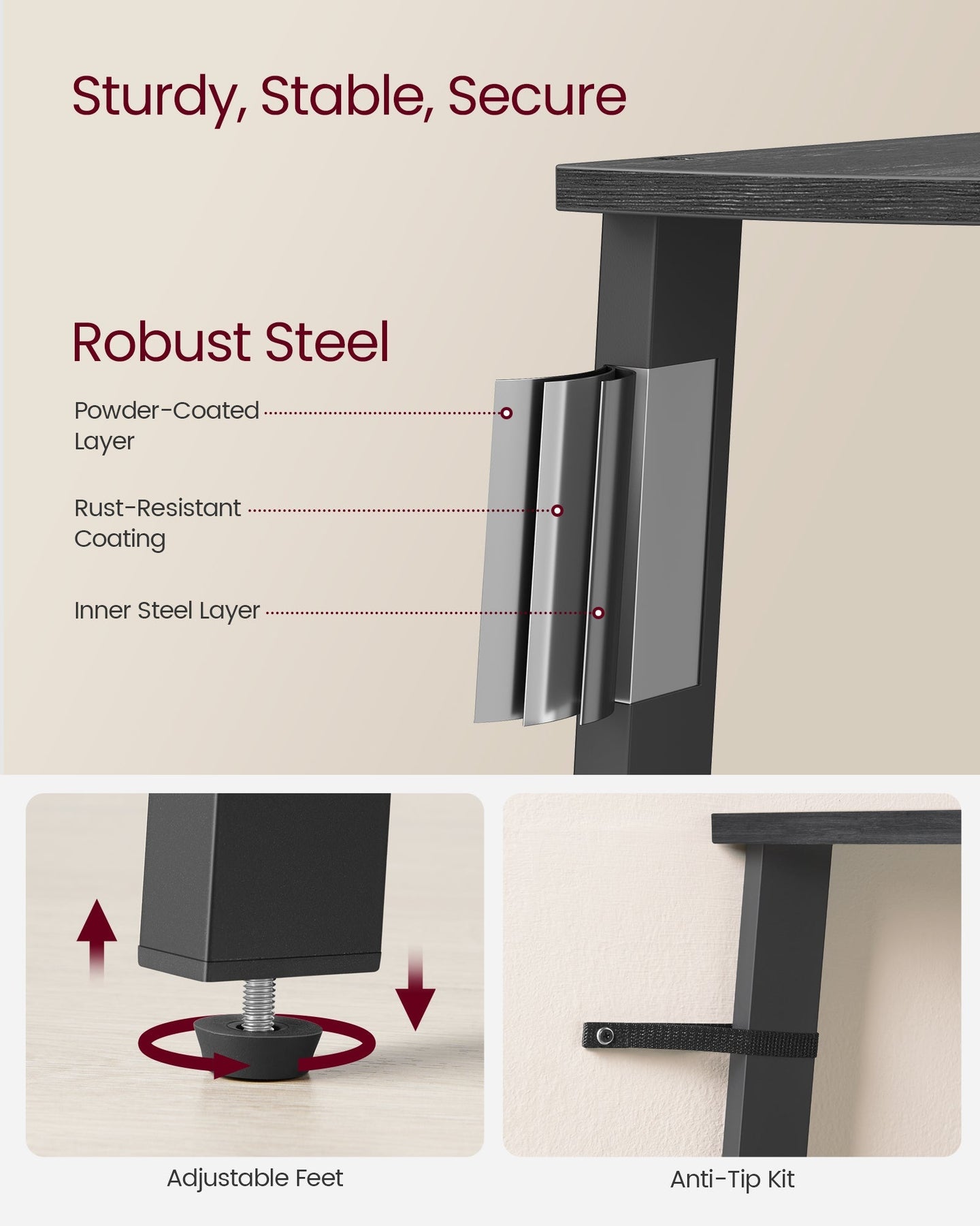 4-Tier Corner Shelf Unit - Engineered Wood - Charcoal Gray