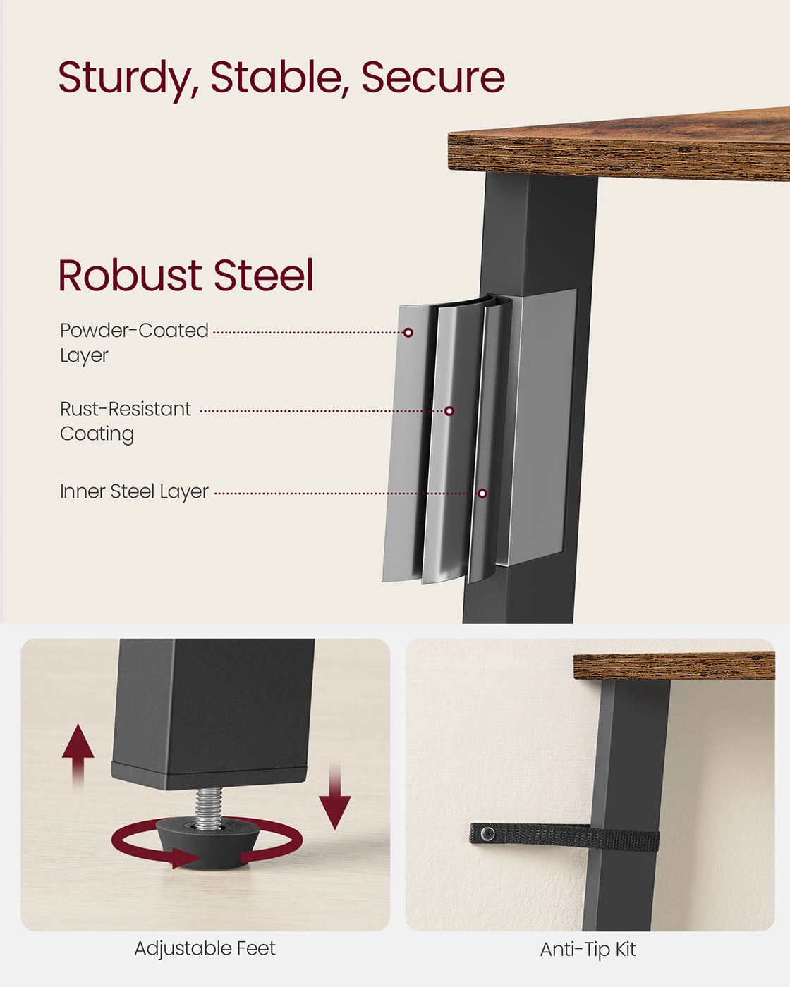 Corner Shelf Rack - 4-Tier Industrial Design - Wood - Rustic Brown - Organize with Style