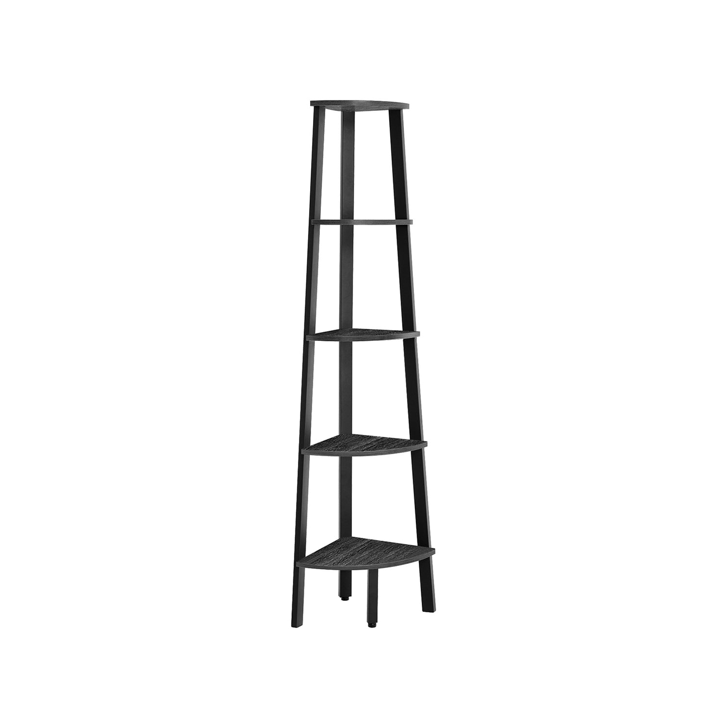 5-Tier Corner Shelf Unit - Wood - Charcoal Gray