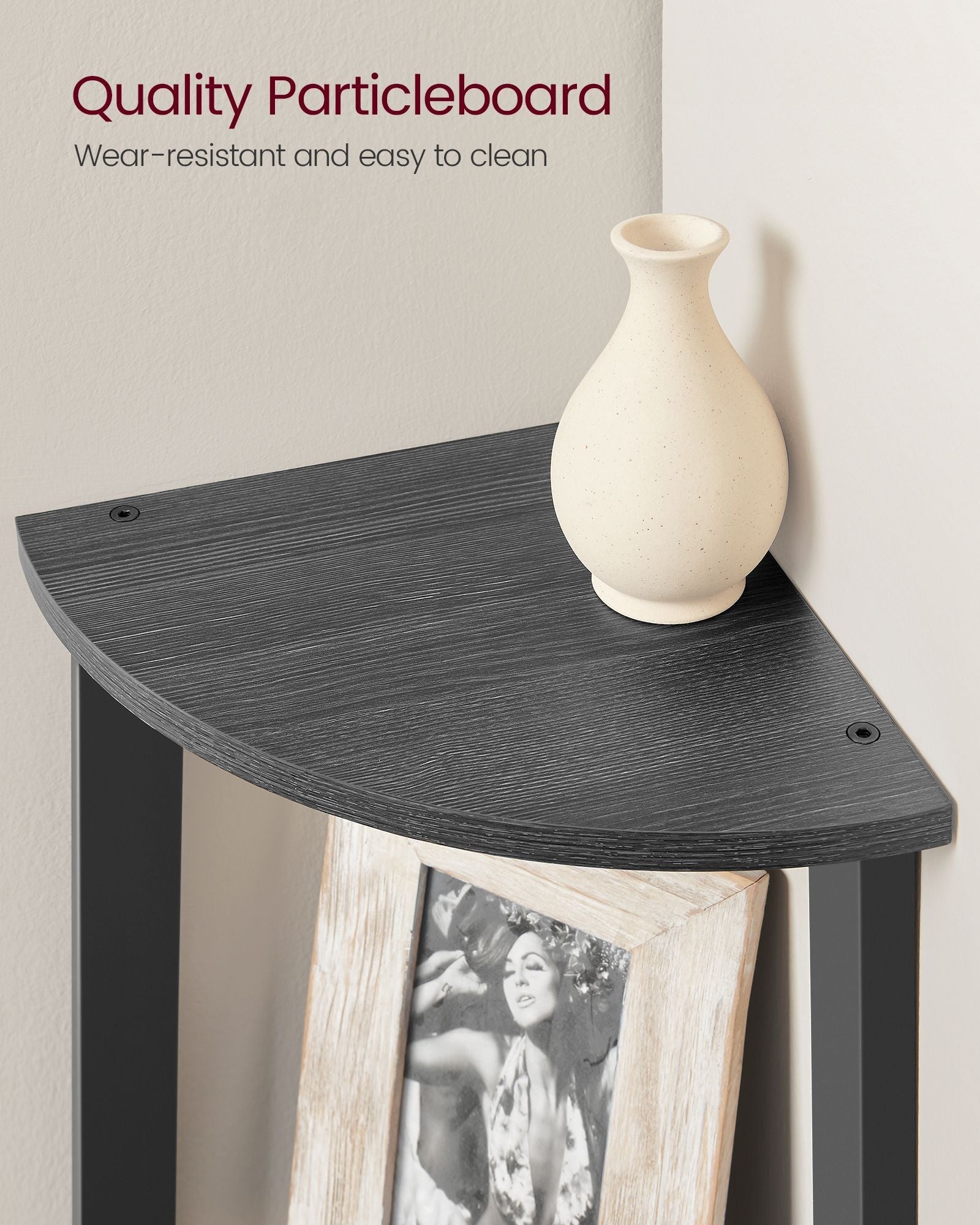 5-Tier Corner Shelf Unit - Wood - Charcoal Gray