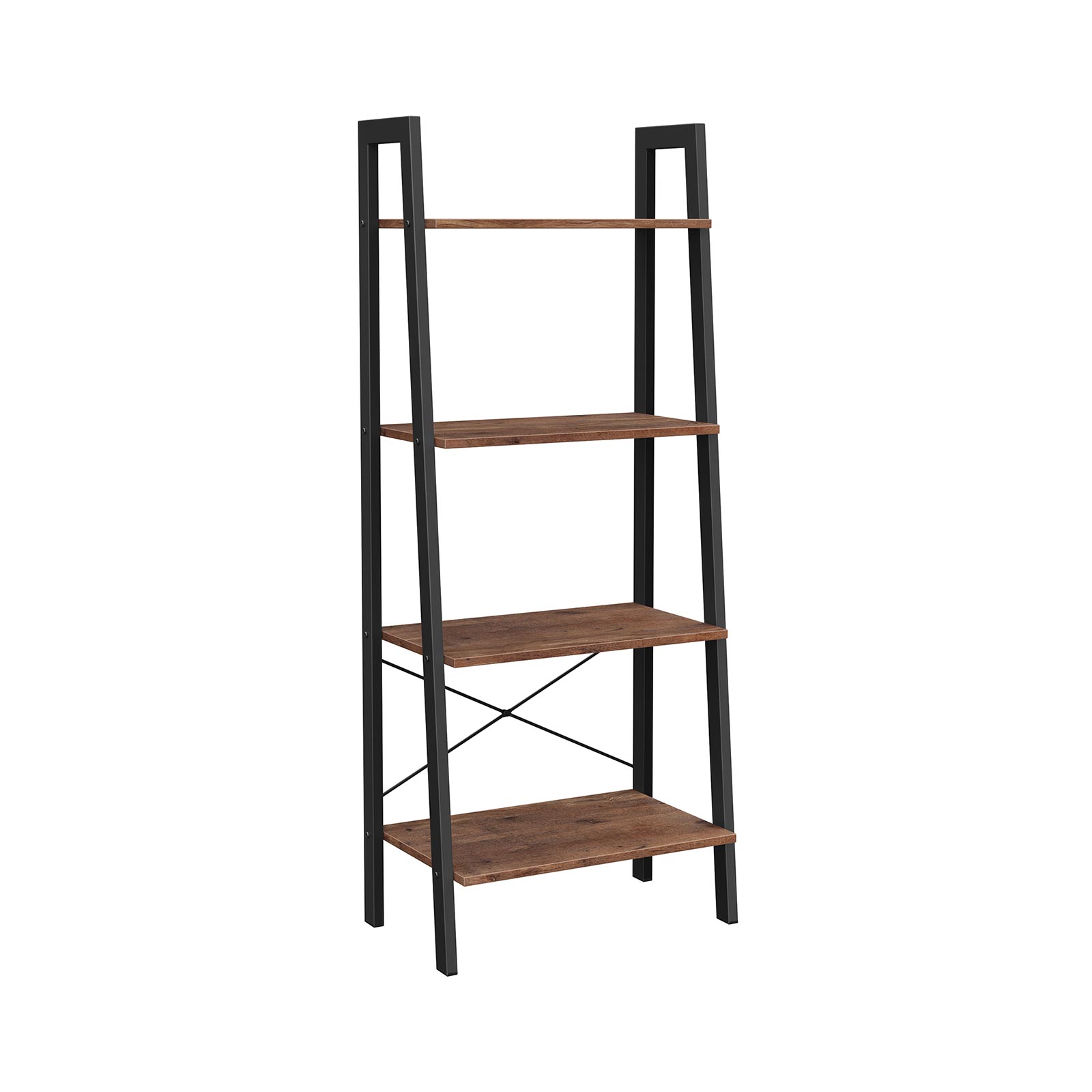 4-Tier Ladder Shelf - Wood - Hazelnut Brown and Black - Bedroom