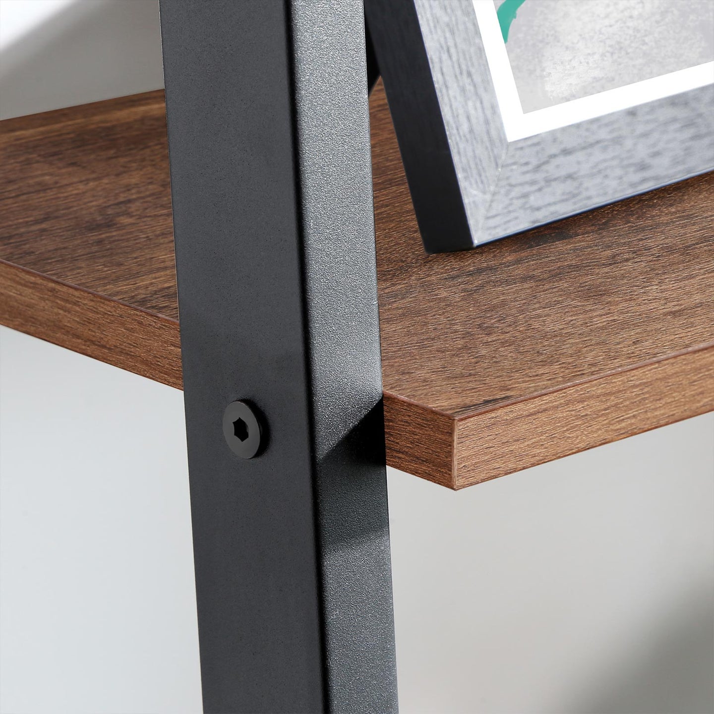 4-Tier Ladder Shelf - Wood - Hazelnut Brown and Black - Bedroom