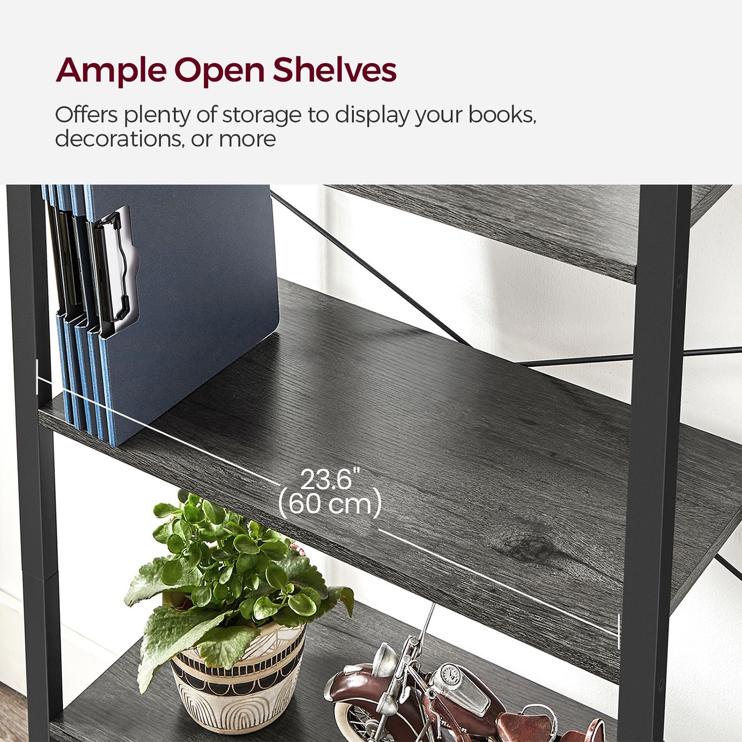 4-Tier Bookshelf - Engineered Wood - Rustic Brown
