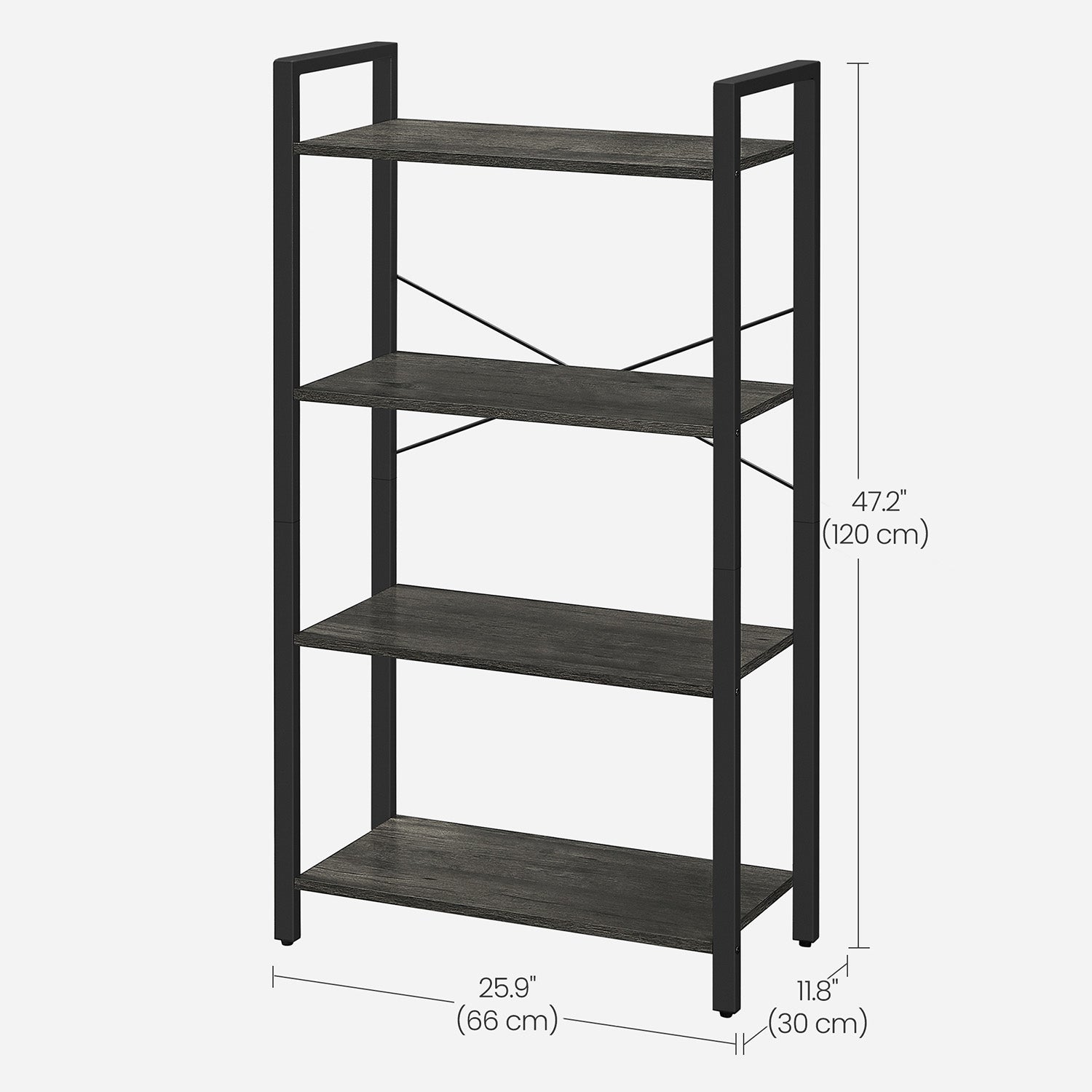 4-Tier Bookshelf - Engineered Wood - Rustic Brown