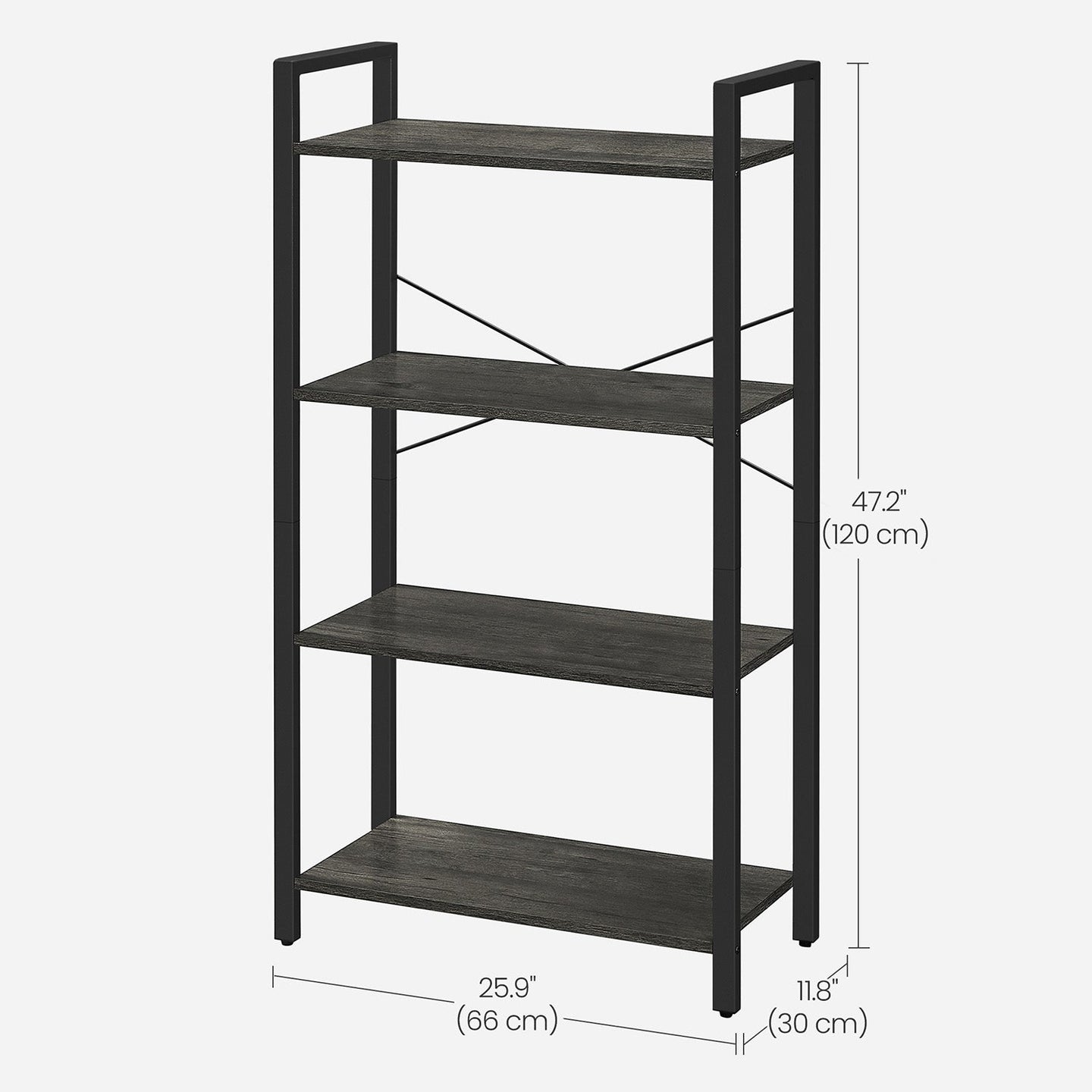 4-Tier Bookshelf - Engineered Wood - Rustic Brown