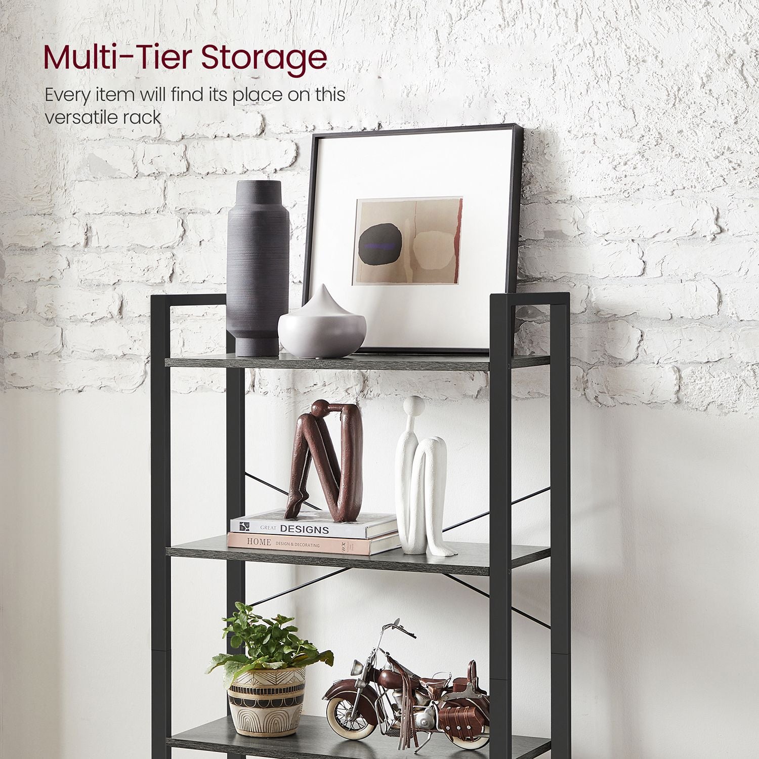 4-Tier Bookshelf - Engineered Wood - Rustic Brown
