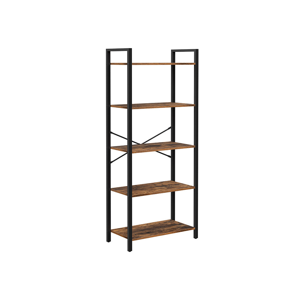 5-Tier Storage Rack - Steel Frame - Rustic Brown and Black