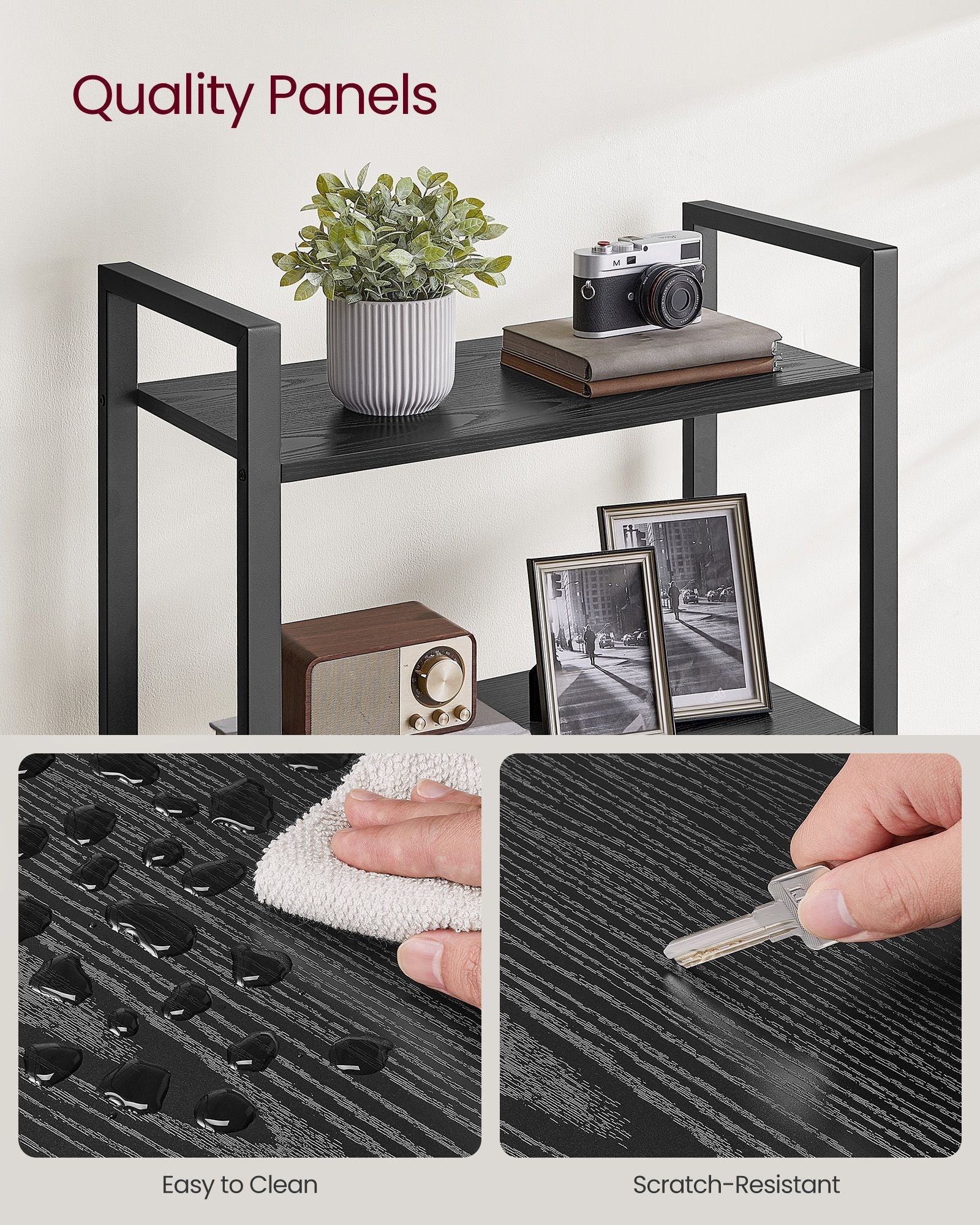 5-Tier Bookshelf - Steel Frame - Ebony Black