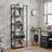 Industrial 6-Tier Bookcase - Steel - Heather Greige and Black - Adjustable Shelves