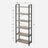 Industrial 6-Tier Bookcase - Steel - Heather Greige and Black - Adjustable Shelves