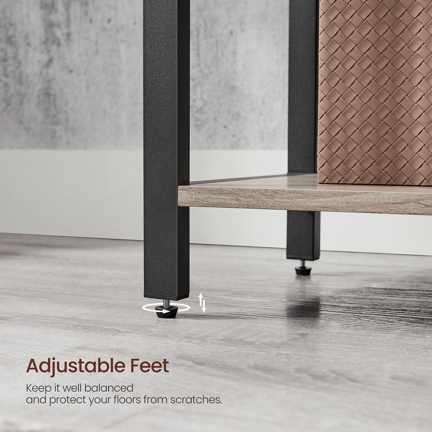 Industrial 6-Tier Bookcase - Steel - Heather Greige and Black - Adjustable Shelves