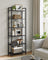 Freestanding Bookshelf - 6-Tier Industrial Design - Steel - Ebony Black