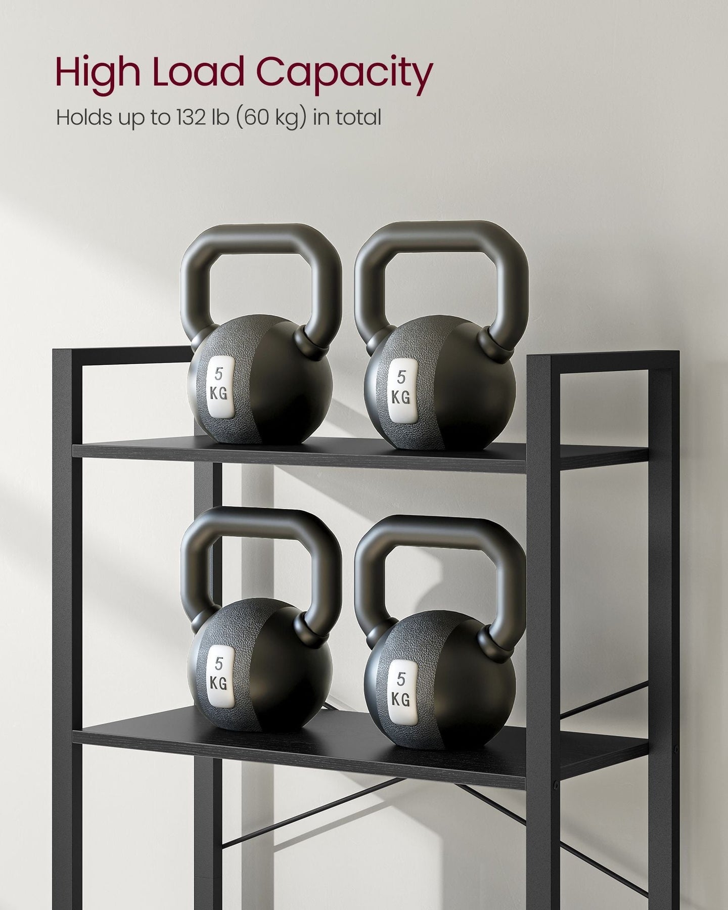Freestanding Bookshelf - 6-Tier Industrial Design - Steel - Ebony Black