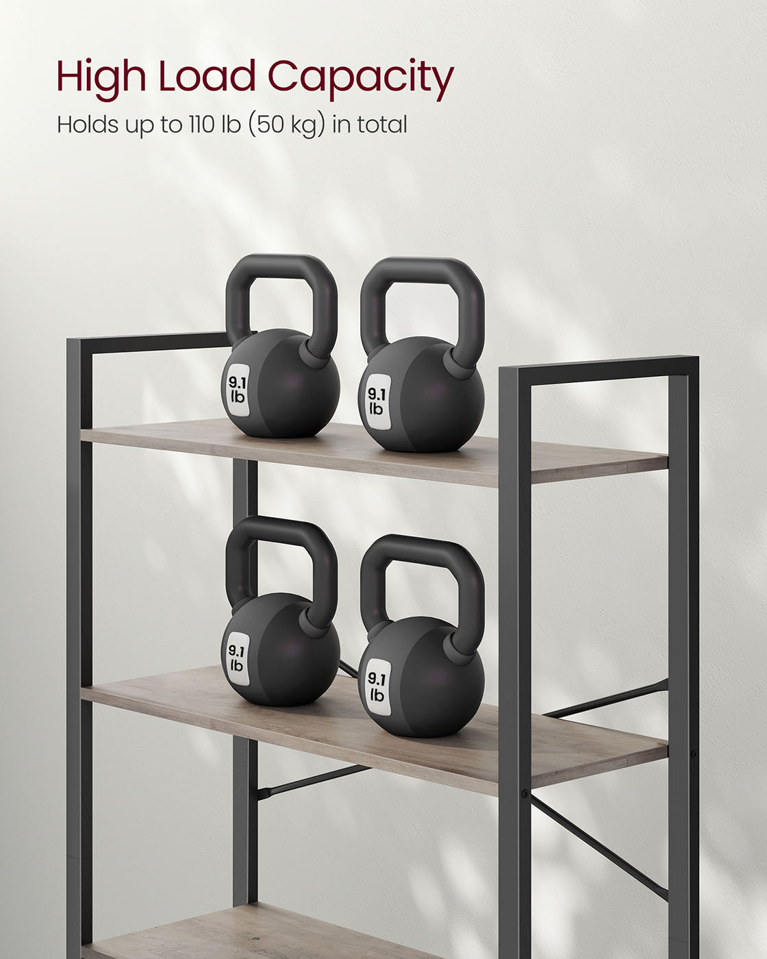 6-Tier Bookshelf - Steel Frame - Special Walnut and Black - Freestanding Design for Living Room