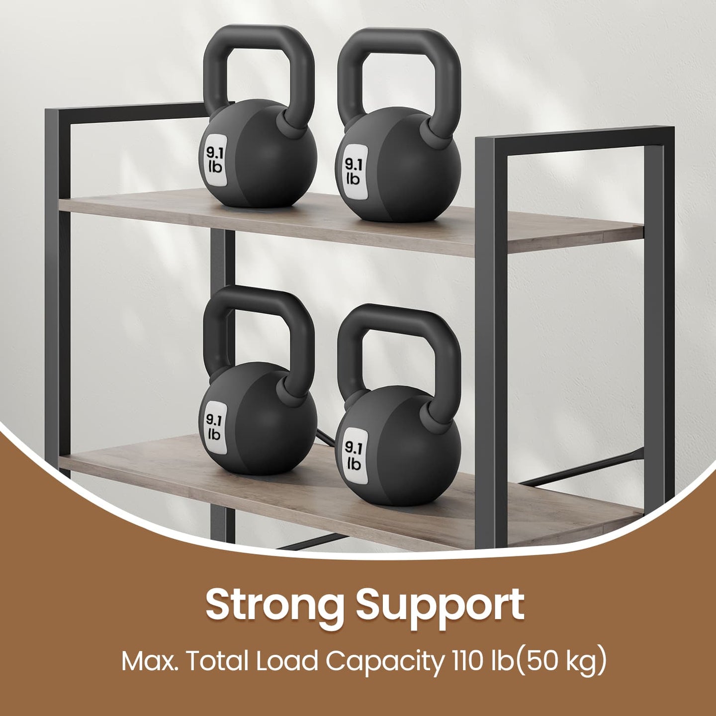 6-Tier Bookshelf - Steel Frame - Special Walnut and Black - Freestanding Design for Home Office and Living Room