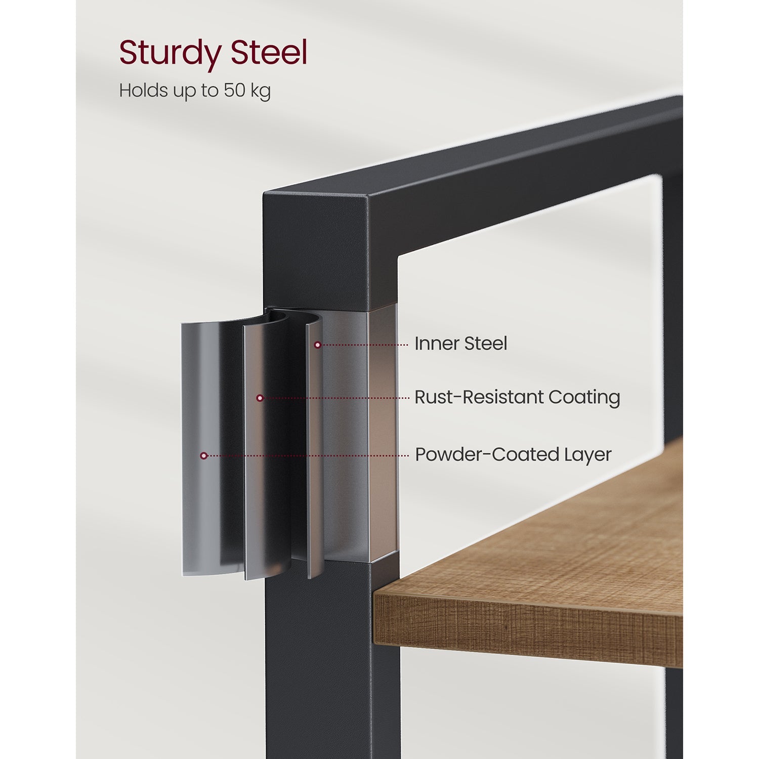 6-Tier Tall Bookshelf - Steel Frame - Special Walnut and Black - Freestanding Unit for Living Room