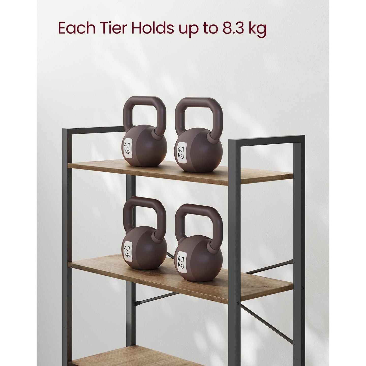 6-Tier Tall Bookshelf - Steel Frame - Special Walnut and Black - Freestanding Unit for Living Room