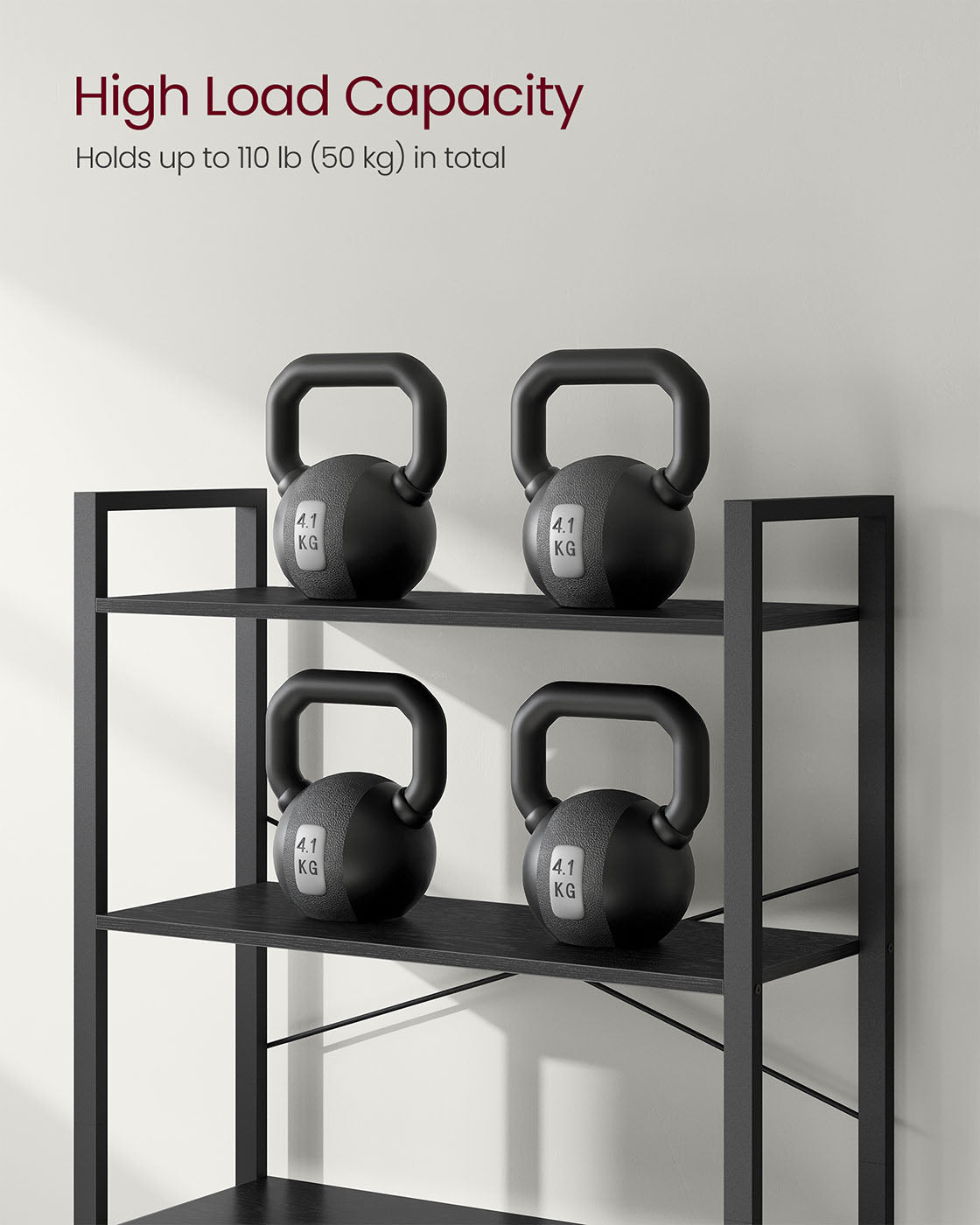 Freestanding Bookshelf - 6-Tier Industrial Design - Steel - Ebony Black