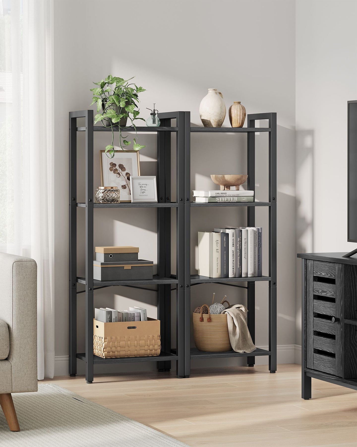 4-Tier Bookshelf - Engineered Wood - Ebony Black